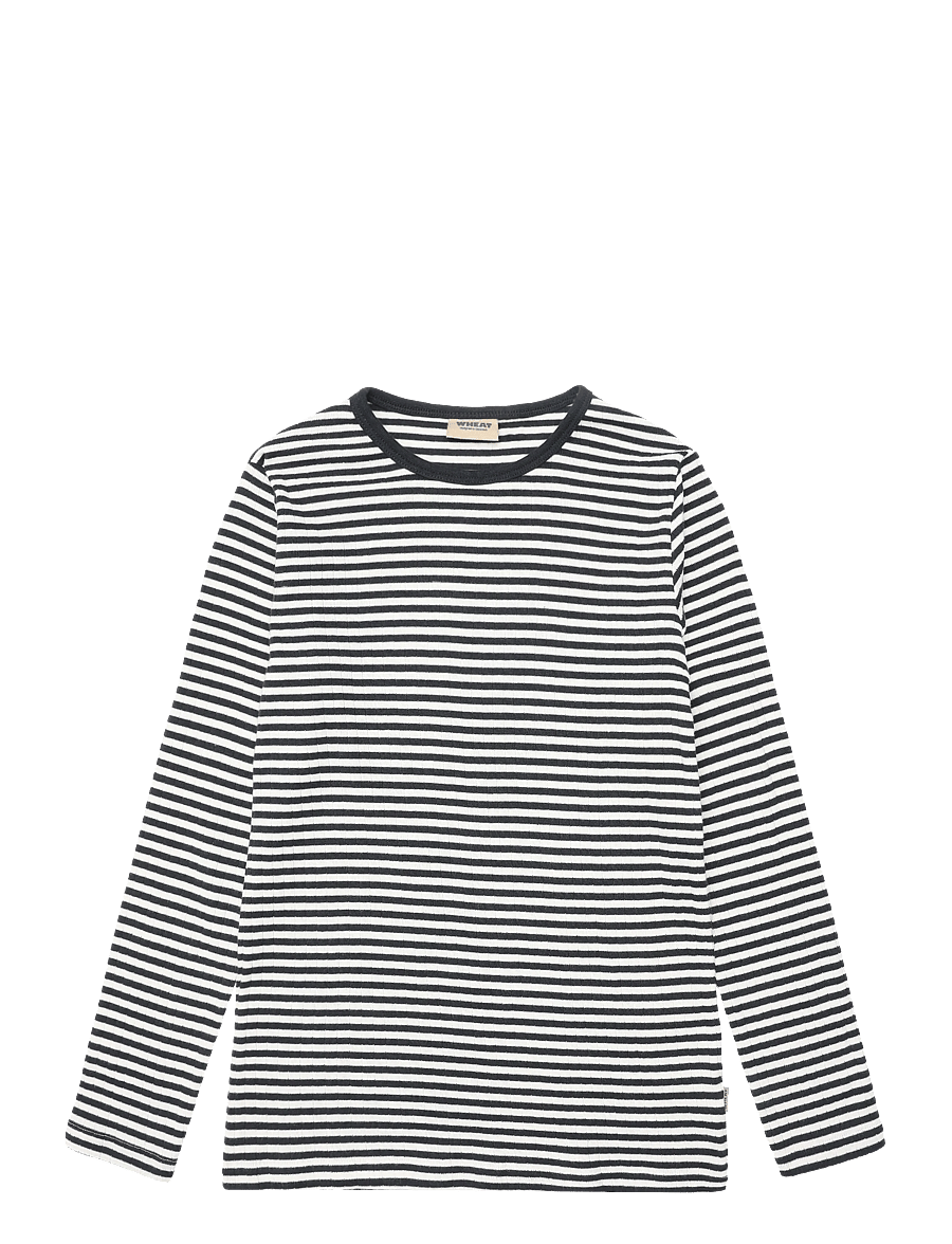 Wheat - 2 Rib T-Shirt L/S Stig - navy rib stripe - 0