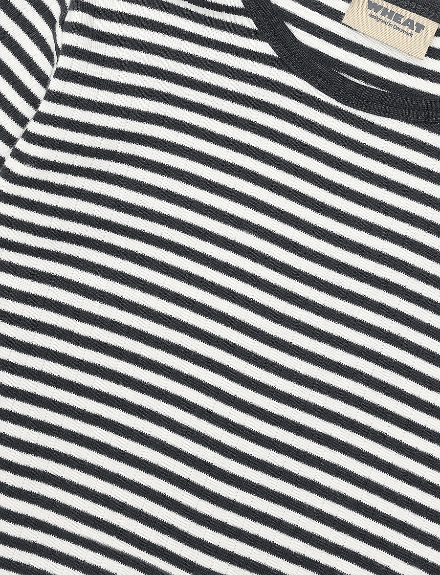 Wheat - 2 Rib T-Shirt L/S Stig - navy rib stripe - 2