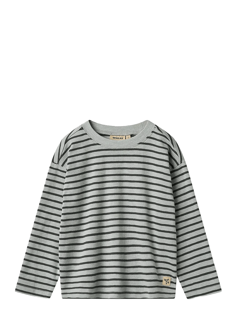 Wheat - T-Shirt L/S Dallas - långärmade t-shirts - soft blue stripe - 0