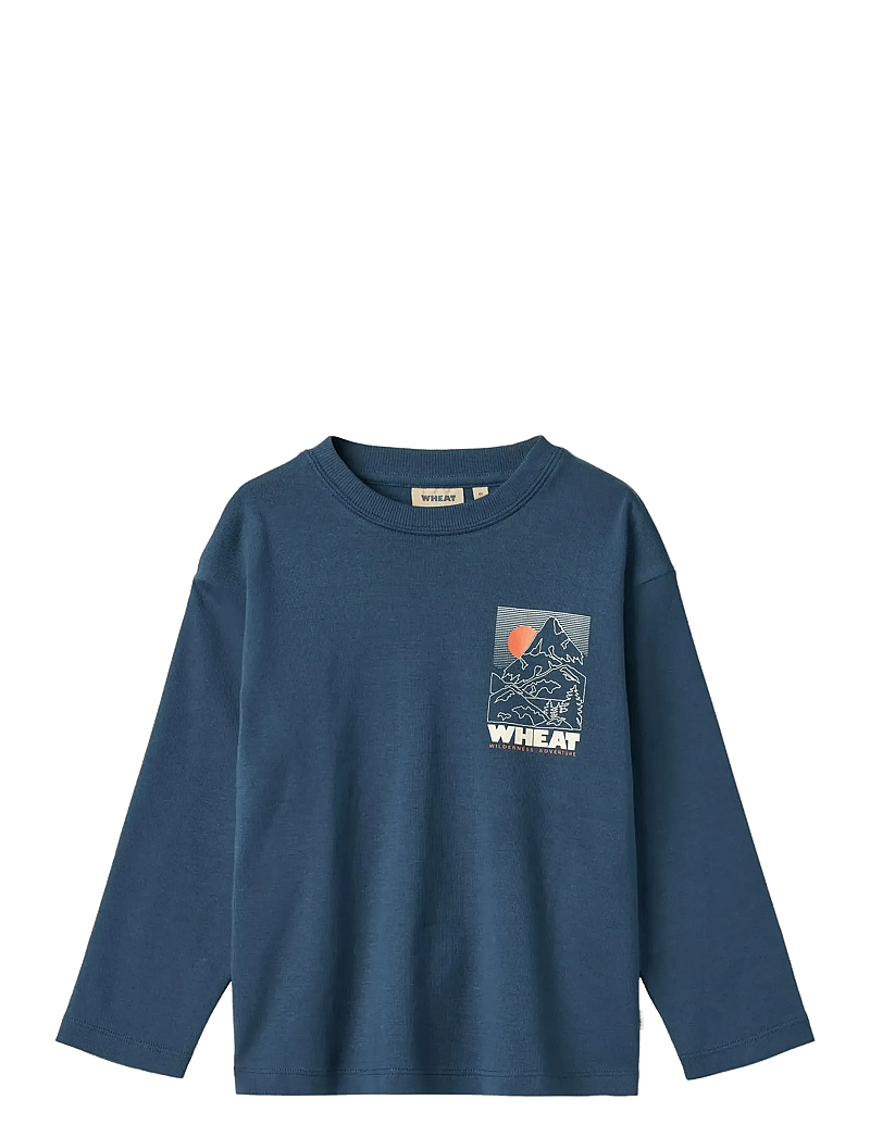 Wheat - T-shirt L/S print Dixie - långärmade t-shirts - blue denim - 0