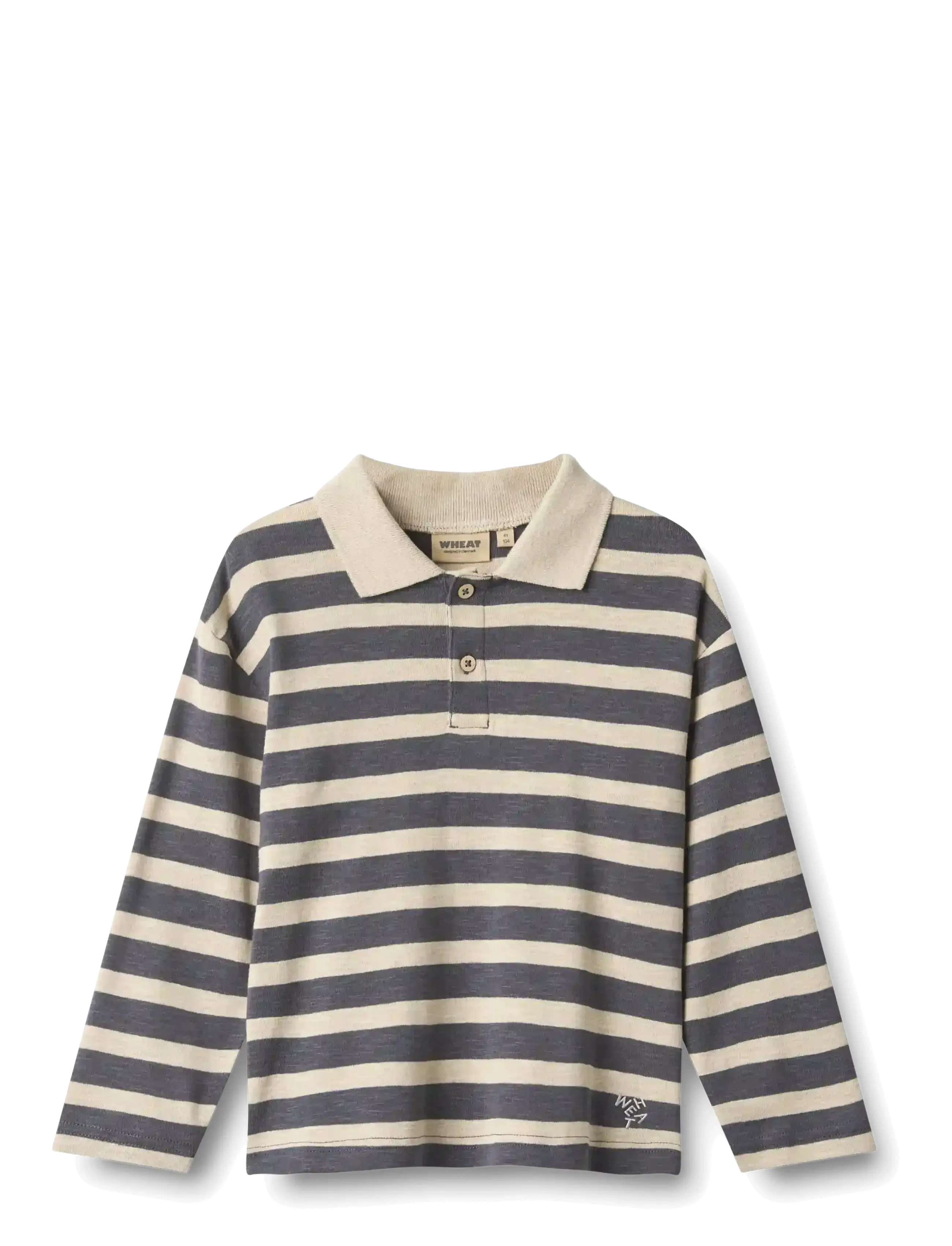 Wheat Polo Shirt L/S Fred - Festive wear - GREYBLUE STRIPE / blue