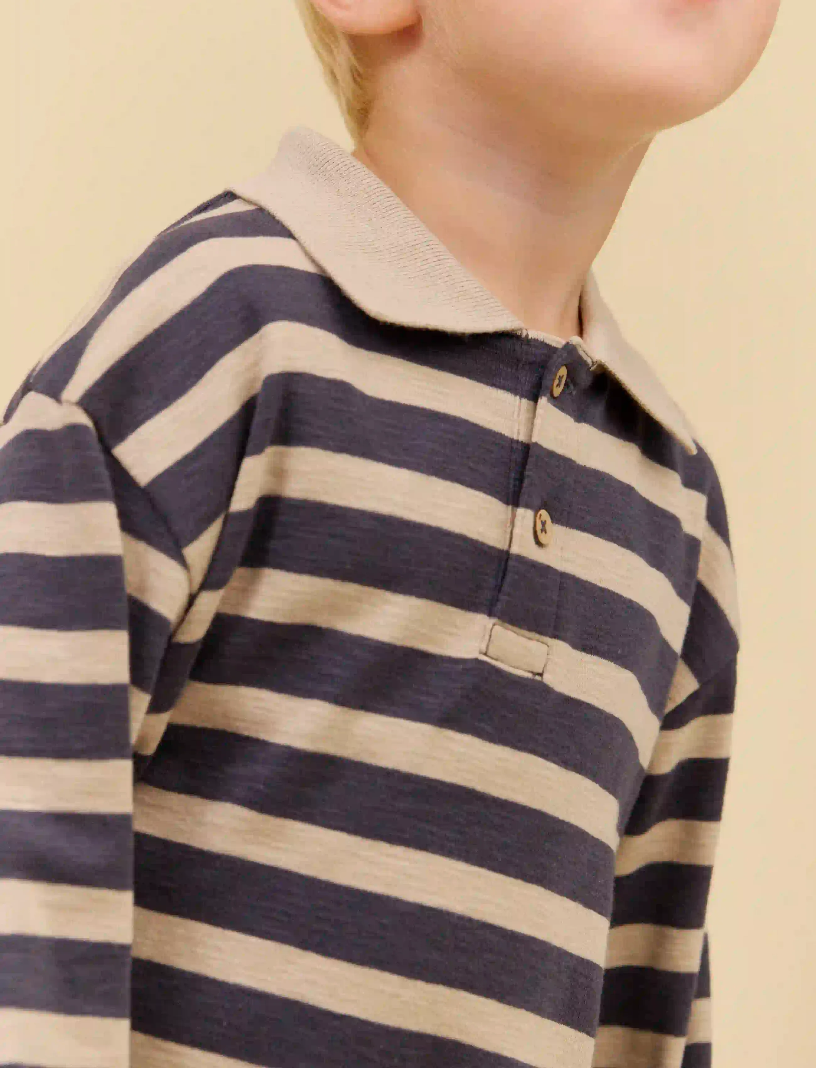 Wheat - Polo Shirt L/S Fred - langärmelig poloshirt - greyblue stripe - 3