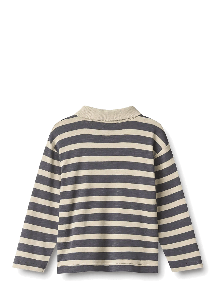 Wheat - Polo Shirt L/S Fred - langärmelig poloshirt - greyblue stripe - 2