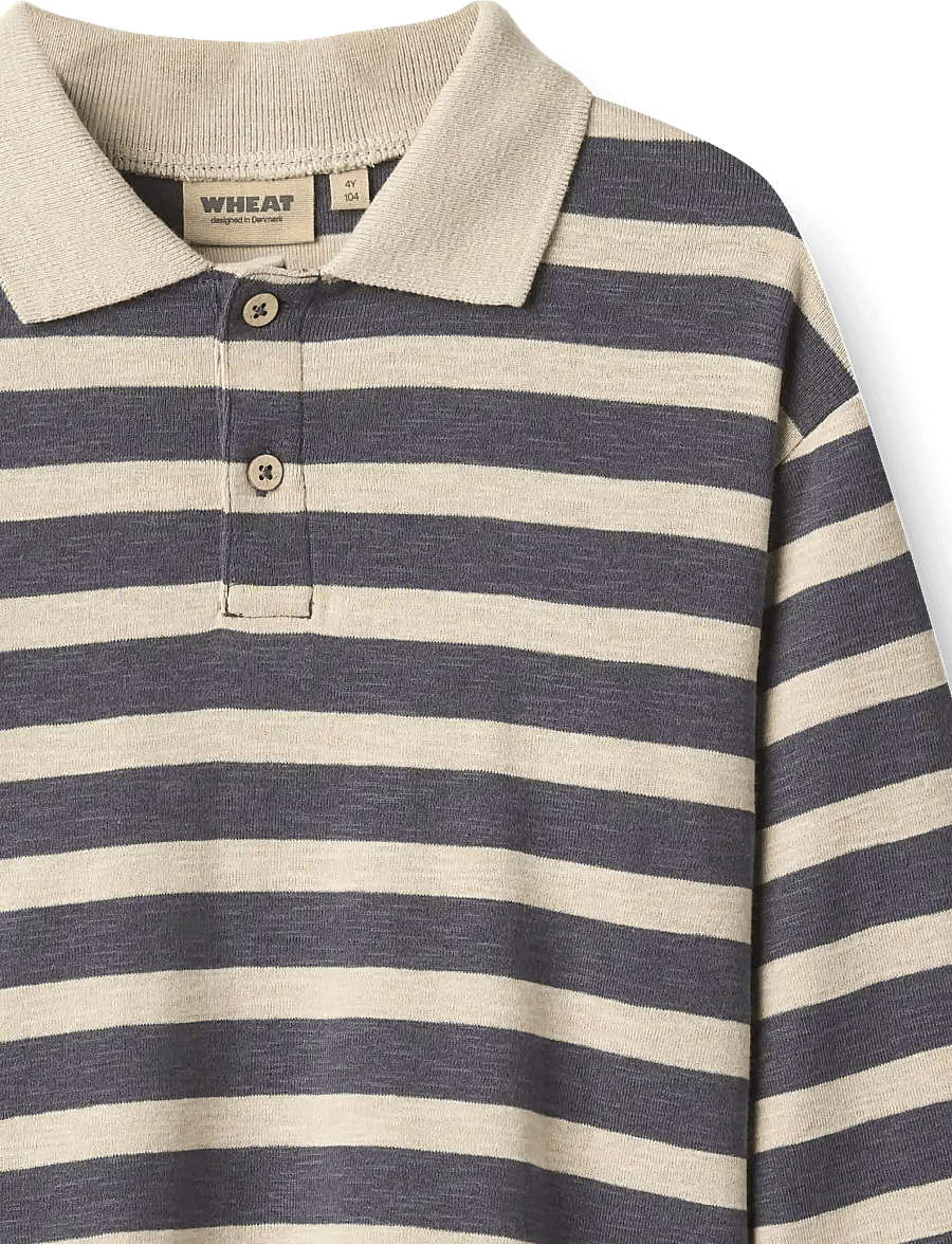 Wheat - Polo Shirt L/S Fred - langärmelig poloshirt - greyblue stripe - 5