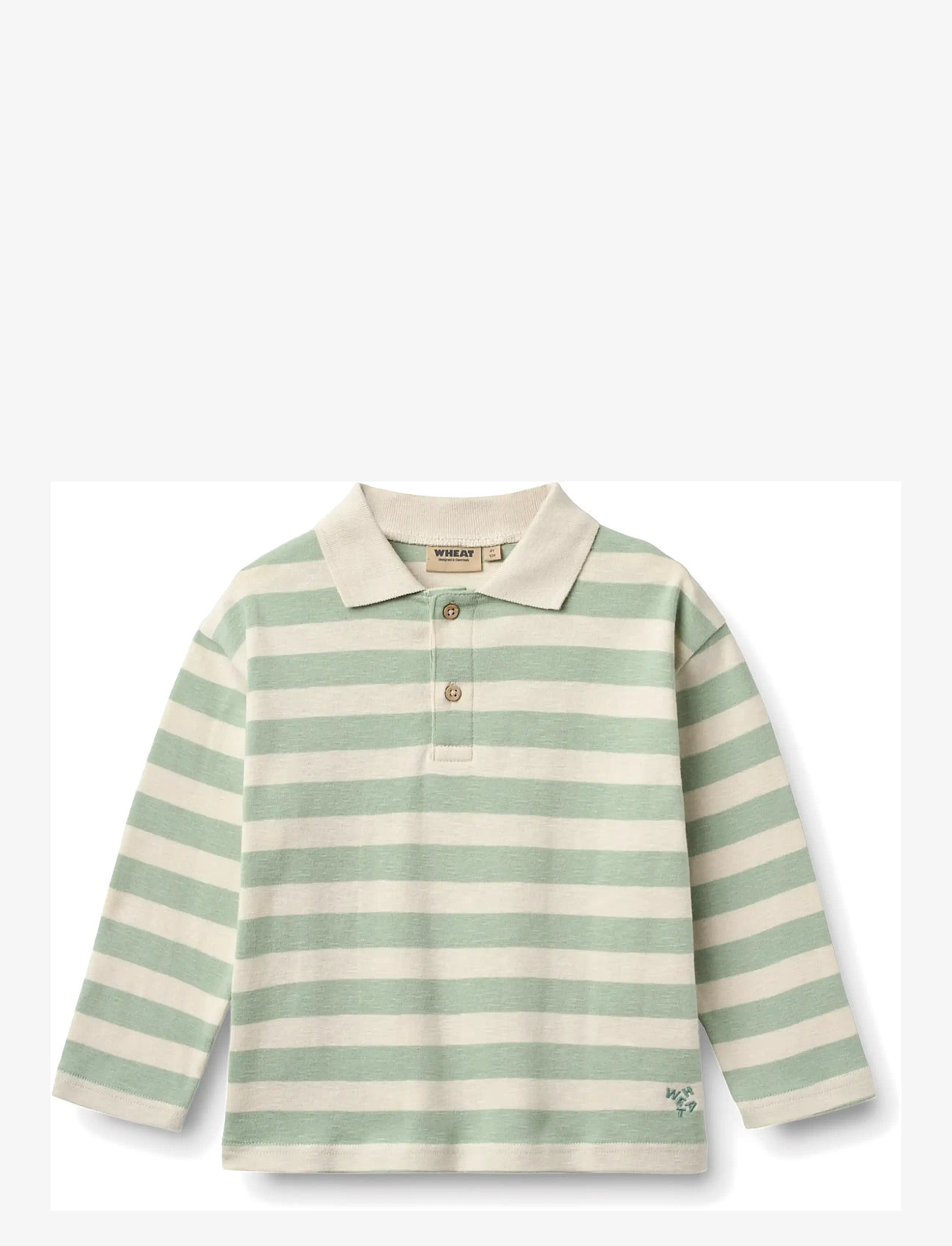 Wheat - Polo Shirt L/S Fred - langärmelig poloshirt - mint stripe - 1
