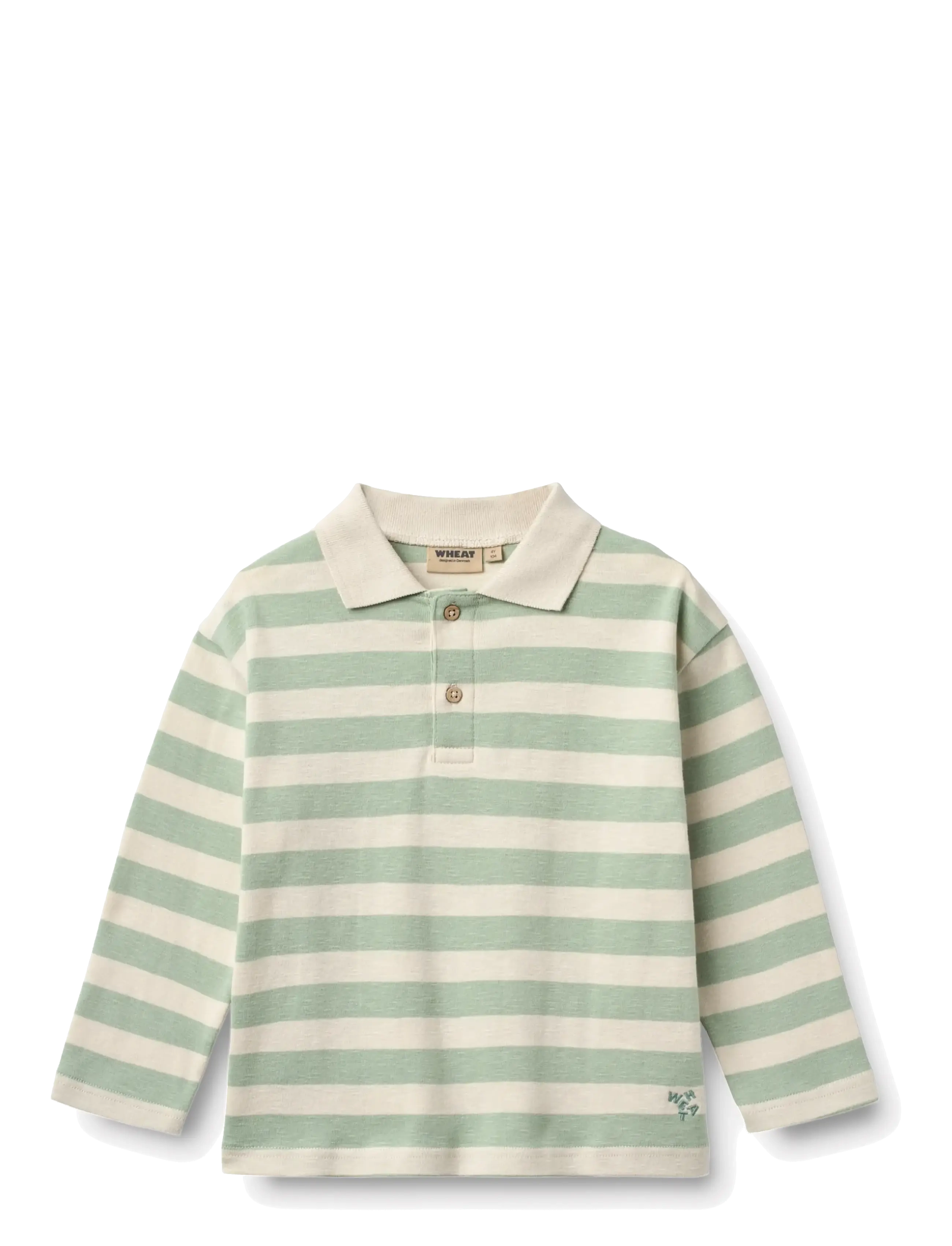 Wheat Polo Shirt L/S Fred - Teens 9-14 år - MINT STRIPE / green