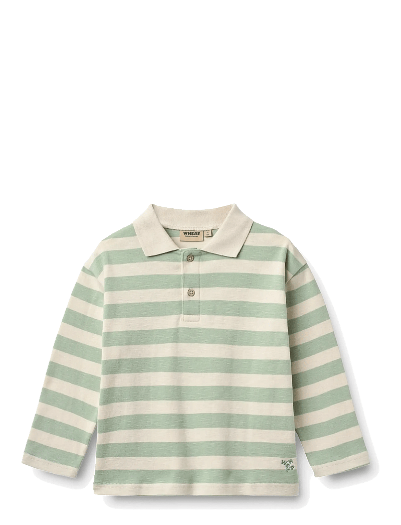 Wheat - Polo Shirt L/S Fred - langärmelig poloshirt - mint stripe - 1