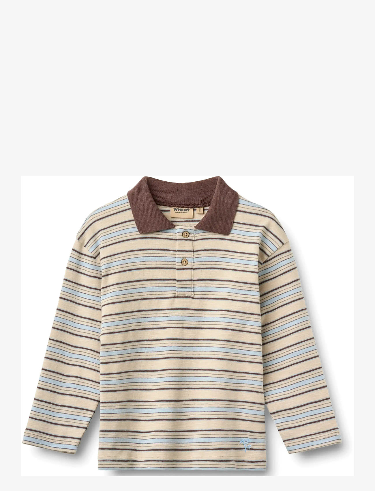Wheat - Polo Shirt L/S Fred - pikkade varrukatega polod - multi blue stripe - 0
