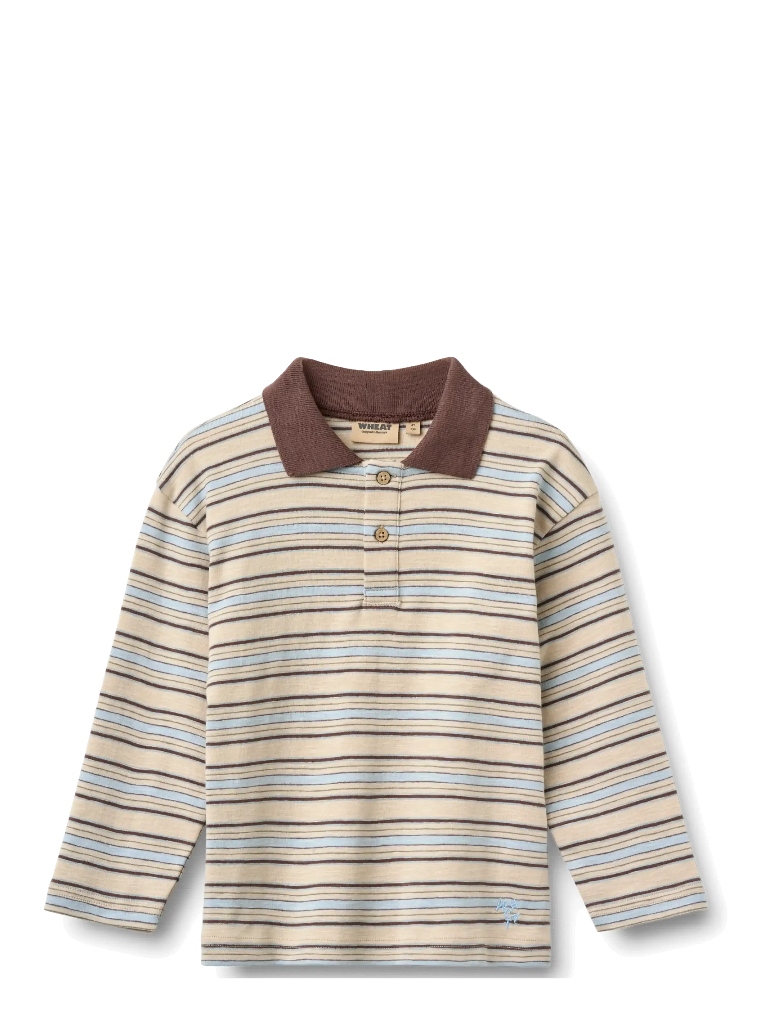 Wheat Polo Shirt L/S Fred - Riided - MULTI BLUE STRIPE / multi