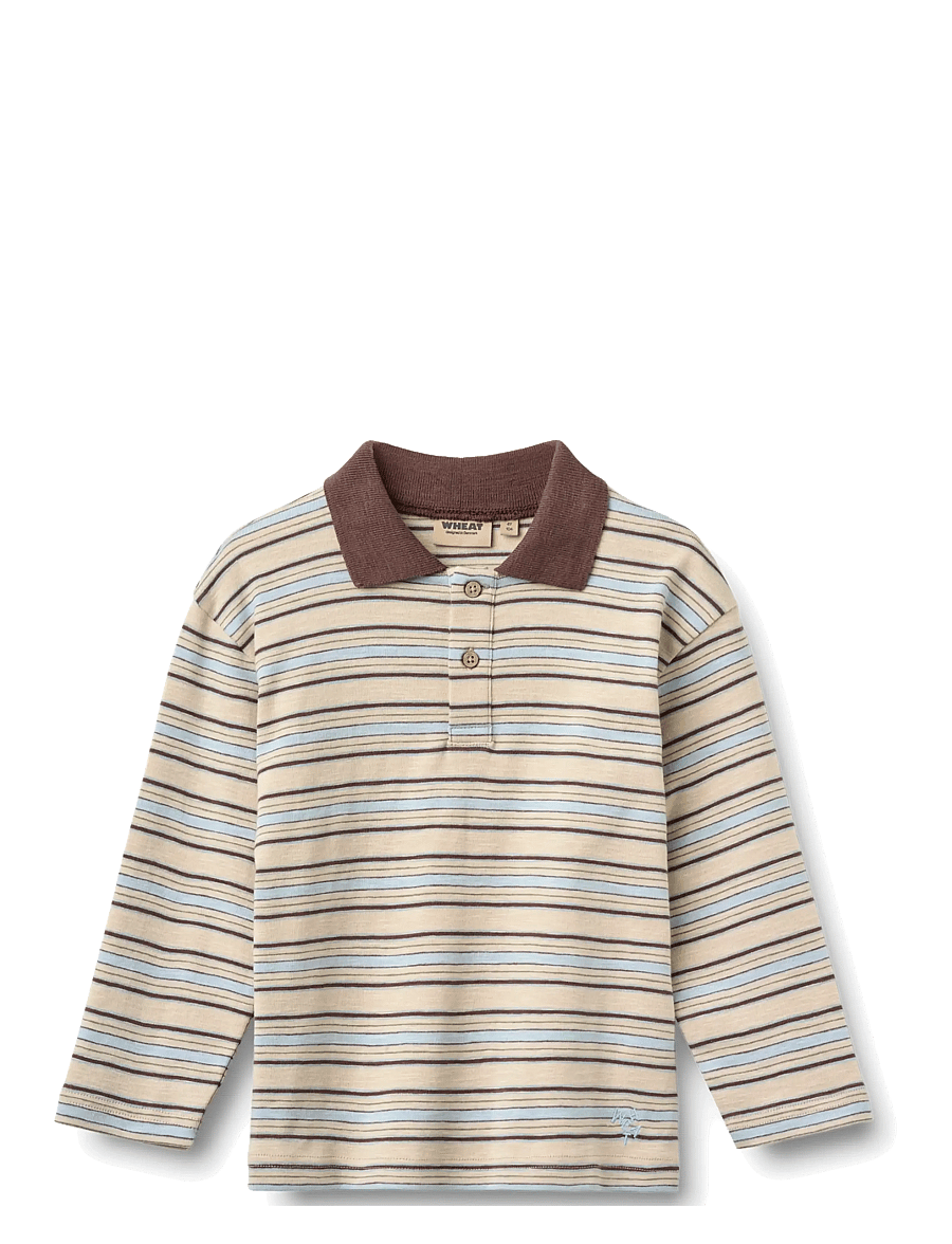 Wheat - Polo Shirt L/S Fred - langärmelig poloshirt - multi blue stripe - 0