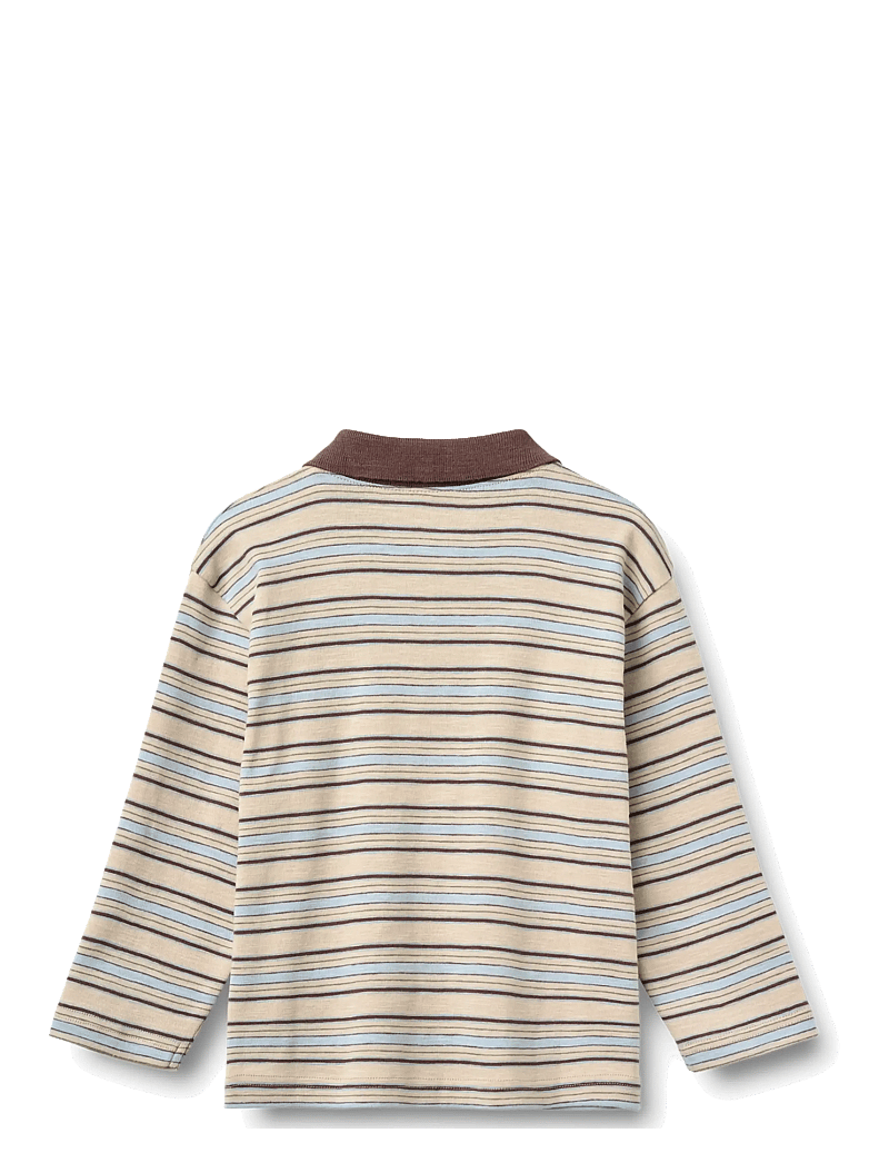 Wheat - Polo Shirt L/S Fred - pikkade varrukatega polod - multi blue stripe - 1