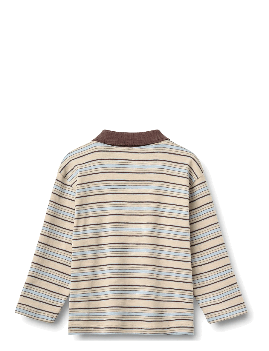 Wheat - Polo Shirt L/S Fred - langärmelig poloshirt - multi blue stripe - 1