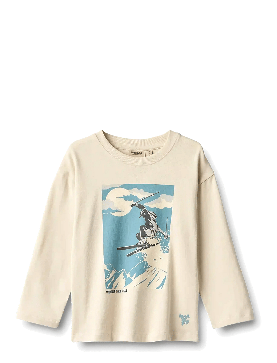 Wheat - T-shirt L/S Dixie Print - långärmade t-shirts - offwhite - 1