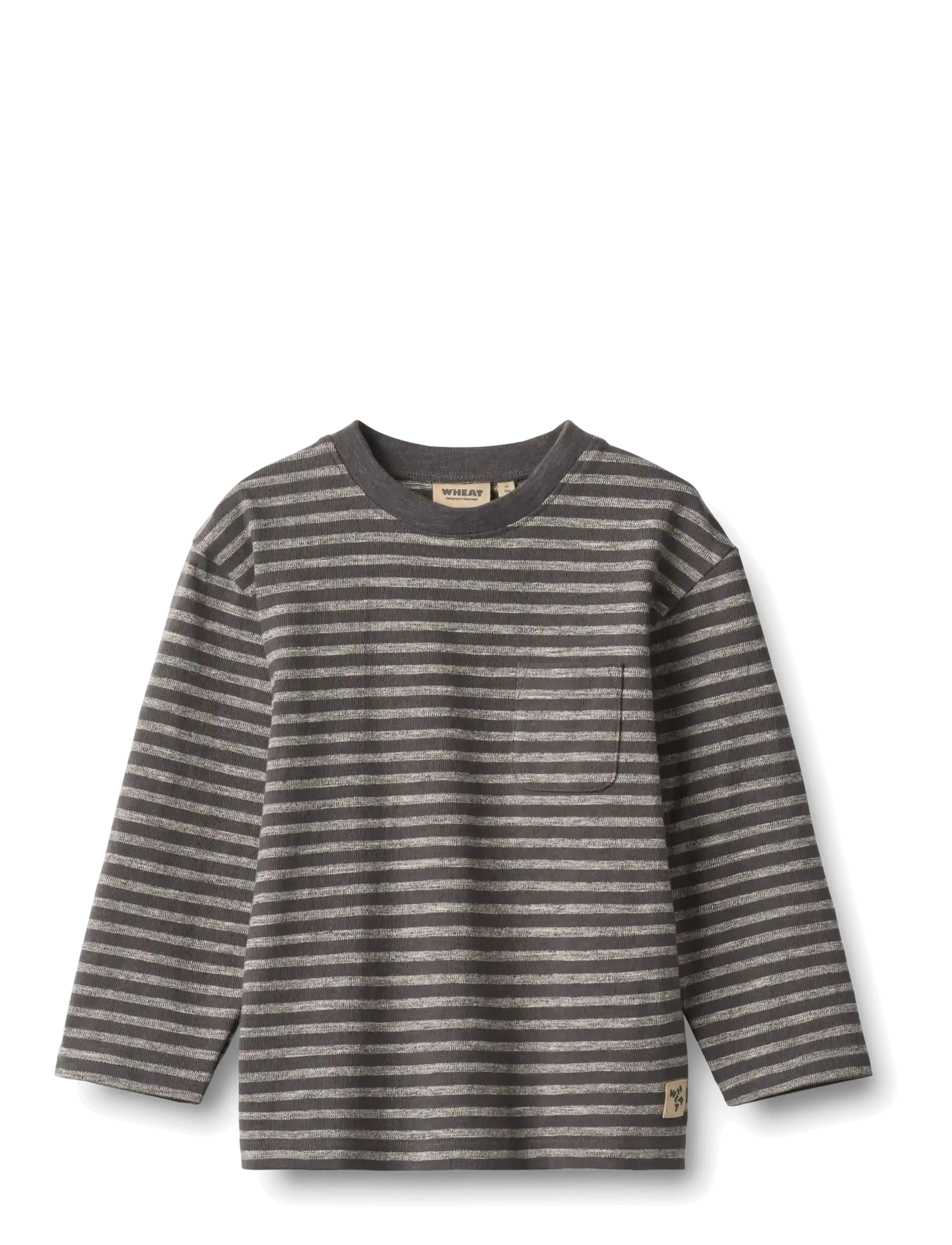 Wheat - T-shirt L/S Ross - långärmade t-shirts - dark charcoal stripe - 0
