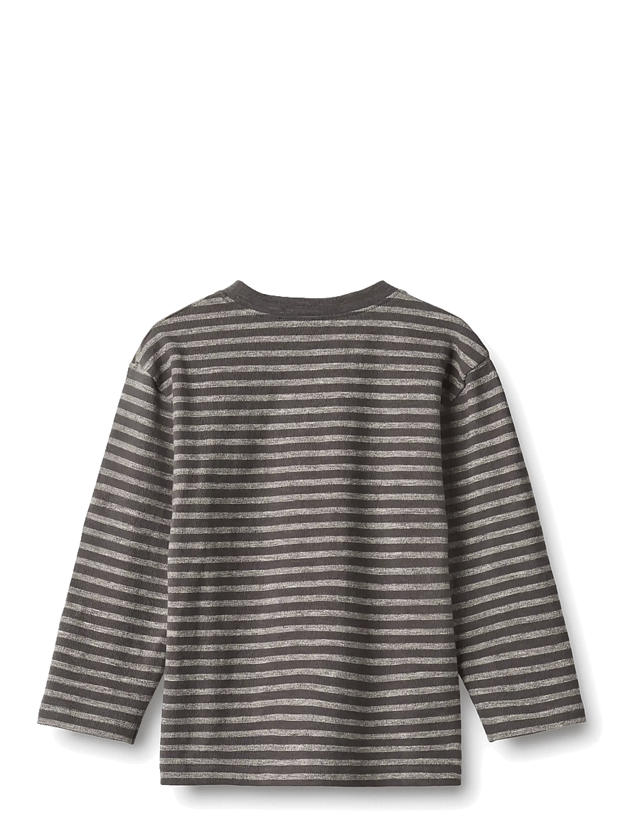 Wheat - T-shirt L/S Ross - långärmade t-shirts - dark charcoal stripe - 1