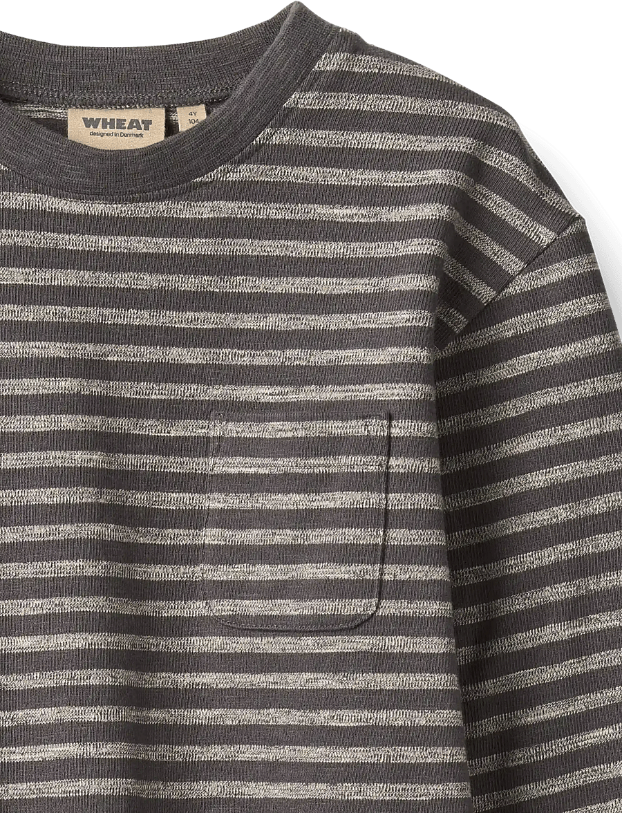 Wheat - T-shirt L/S Ross - långärmade t-shirts - dark charcoal stripe - 2