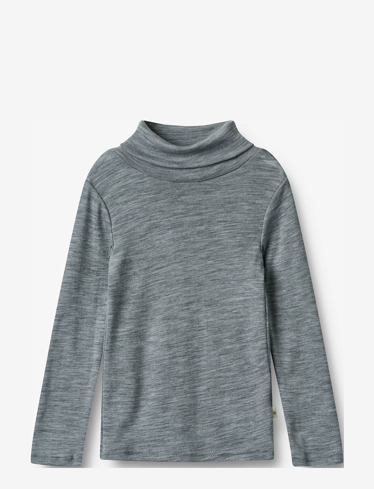Wheat - Wool T-Shirt Roll Neck Aksel - melange grey - 0