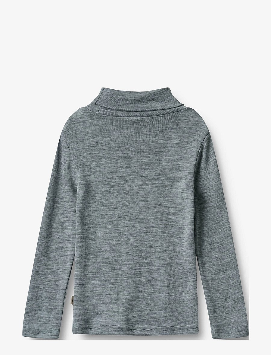 Wheat - Wool T-Shirt Roll Neck Aksel - melange grey - 1