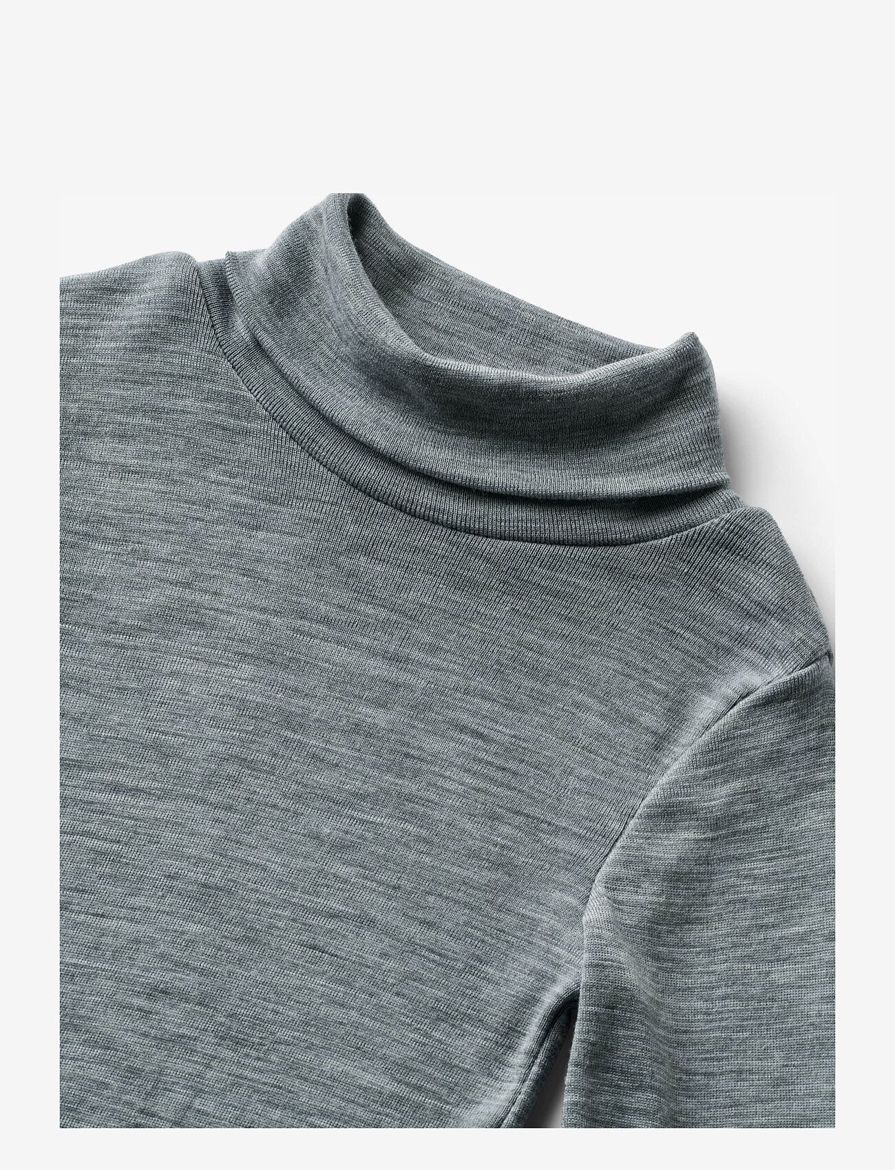Wheat - Wool T-Shirt Roll Neck Aksel - melange grey - 2