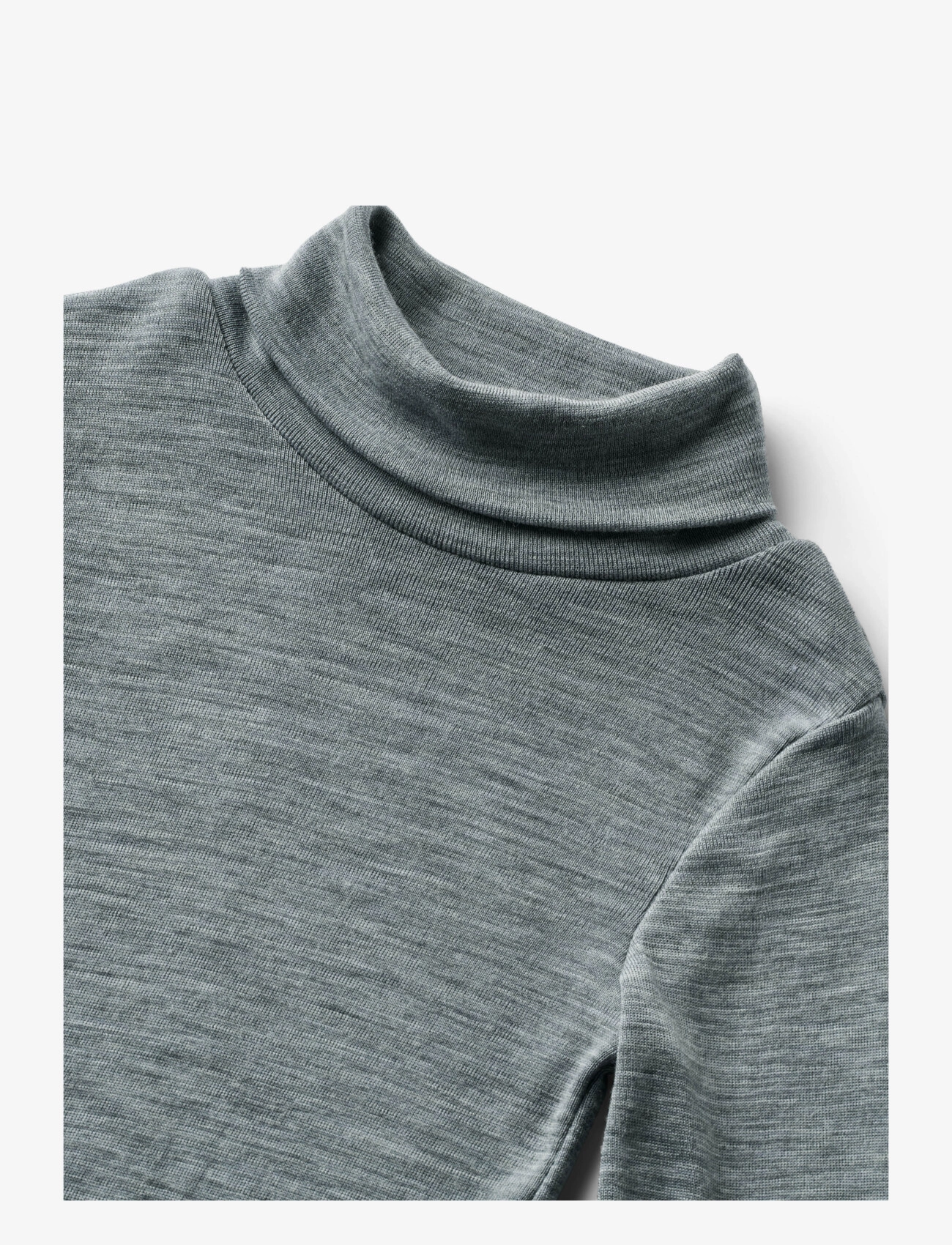 Wheat - Wool T-Shirt Roll Neck Aksel - melange grey - 2
