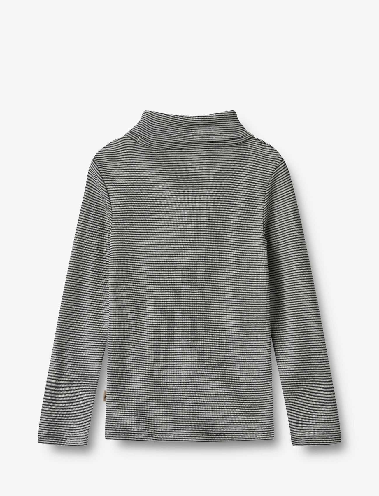 Wheat - Wool T-Shirt Roll Neck Aksel - navy stripe - 1