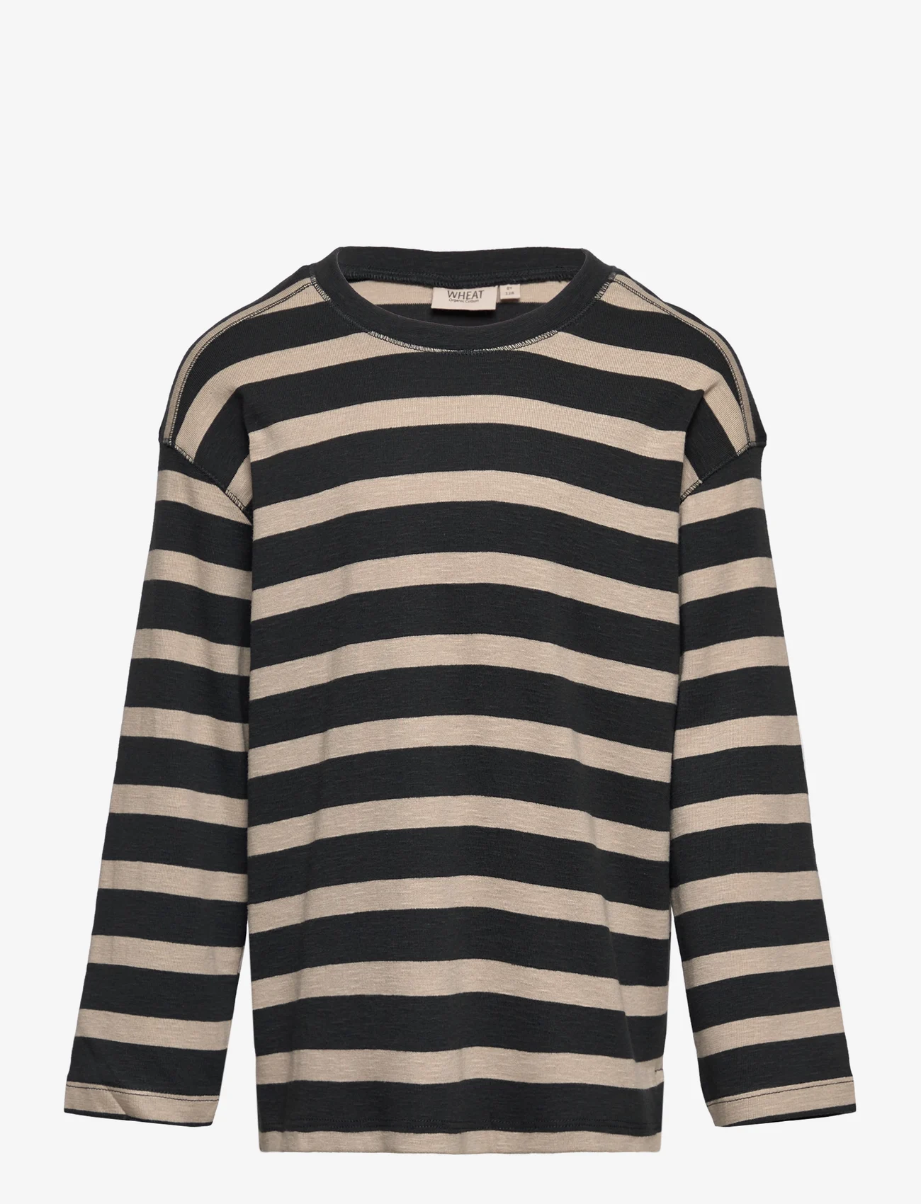 Wheat - T-Shirt Malthe - dlugi-rekaw - dark stripe - 0