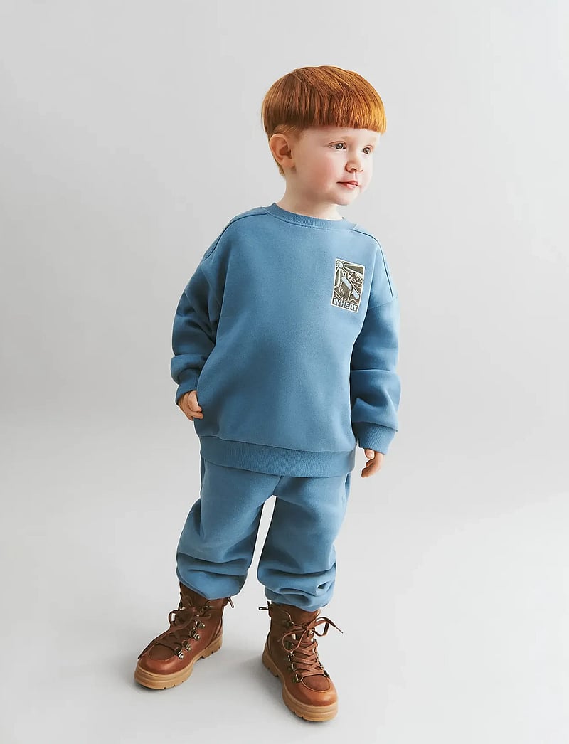 Wheat - Sweatshirt L/S badge Sander - sweatshirts - winter blue - 0