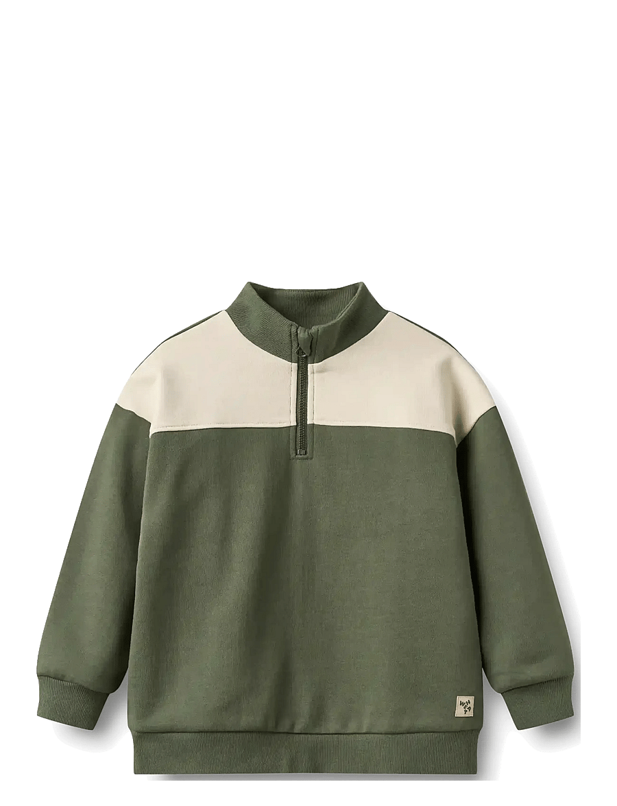 Wheat - Half Zip Sweatshirt L/S Matteo - thyme - 0