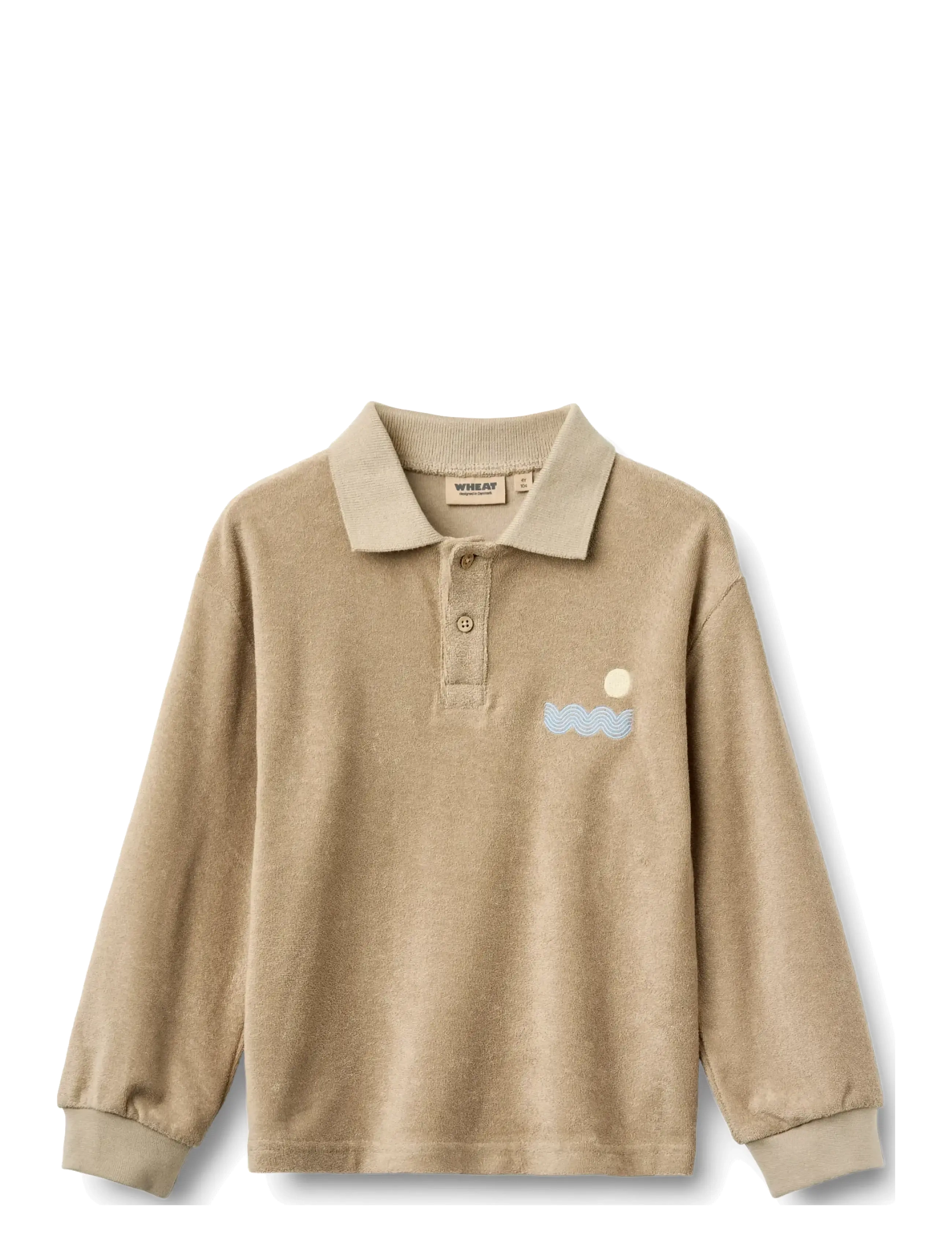 Wheat Terry Polo Shirt L/S Theodor - Clothing - SAND STONE / beige