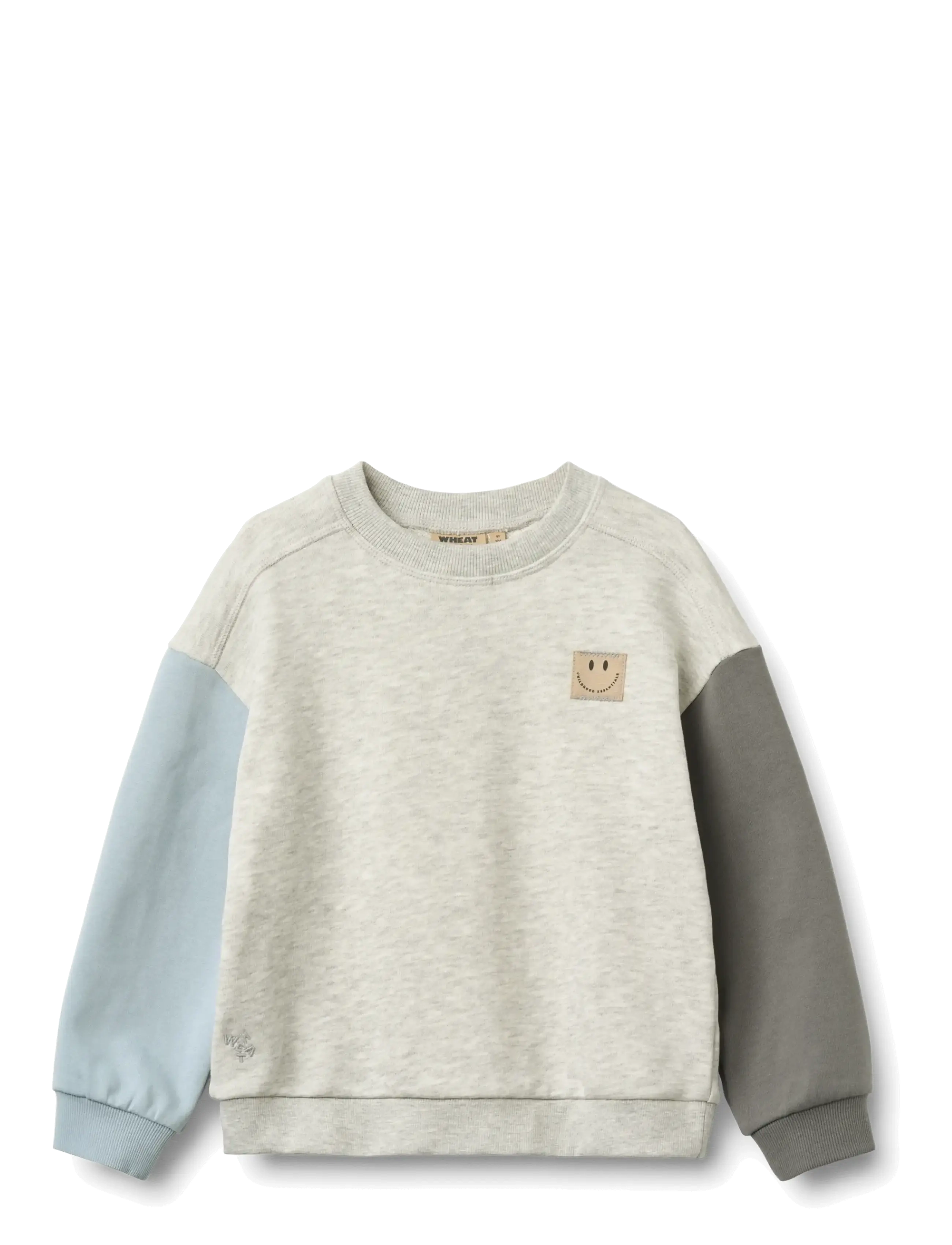 Wheat Sweatshirt L/S Lennon Badge - Clothing - LIGHT MELANGE GREY / grey