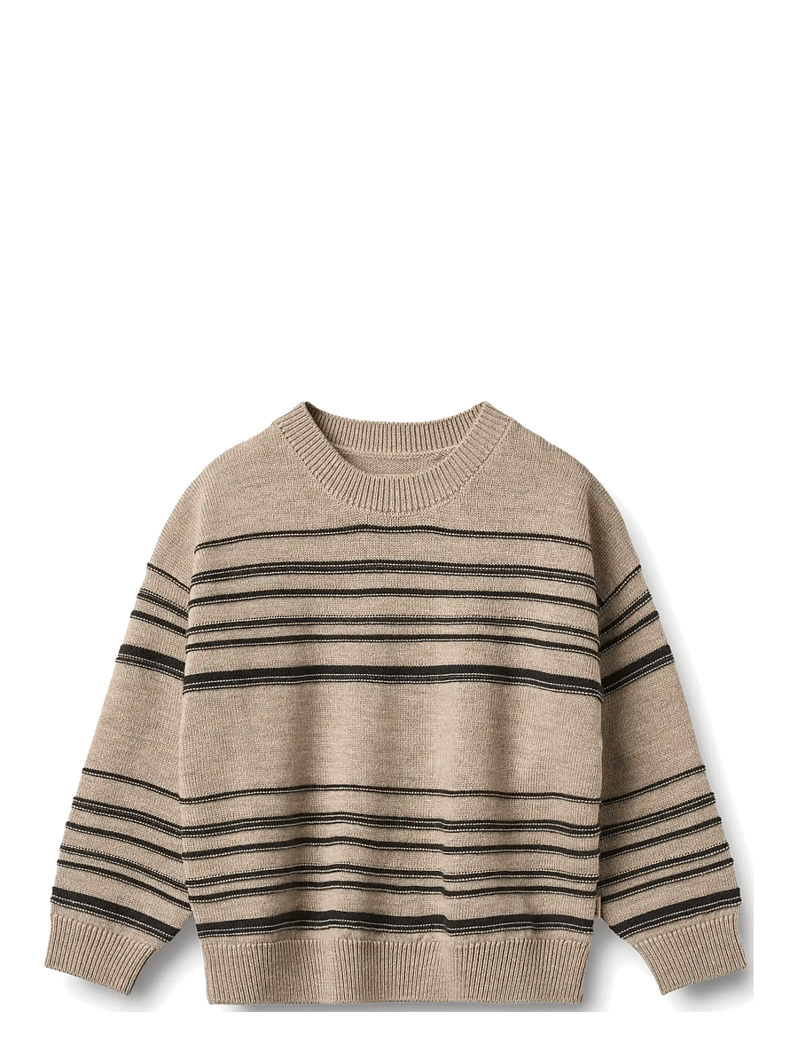 Wheat - Knit Pullover Flores - pullover - sand black stripe - 1