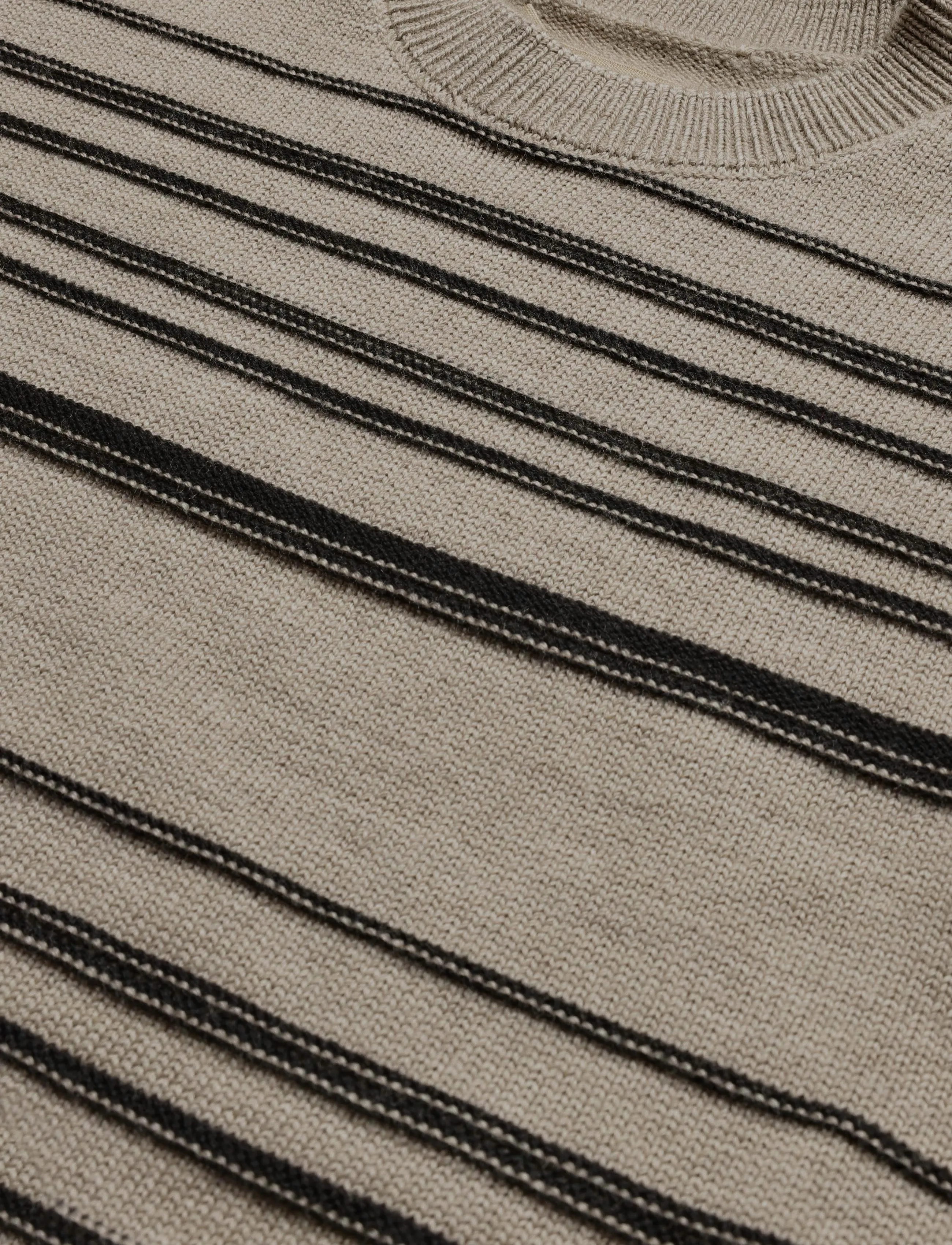 Wheat - Knit Pullover Flores - efterårstøj - sand black stripe - 4