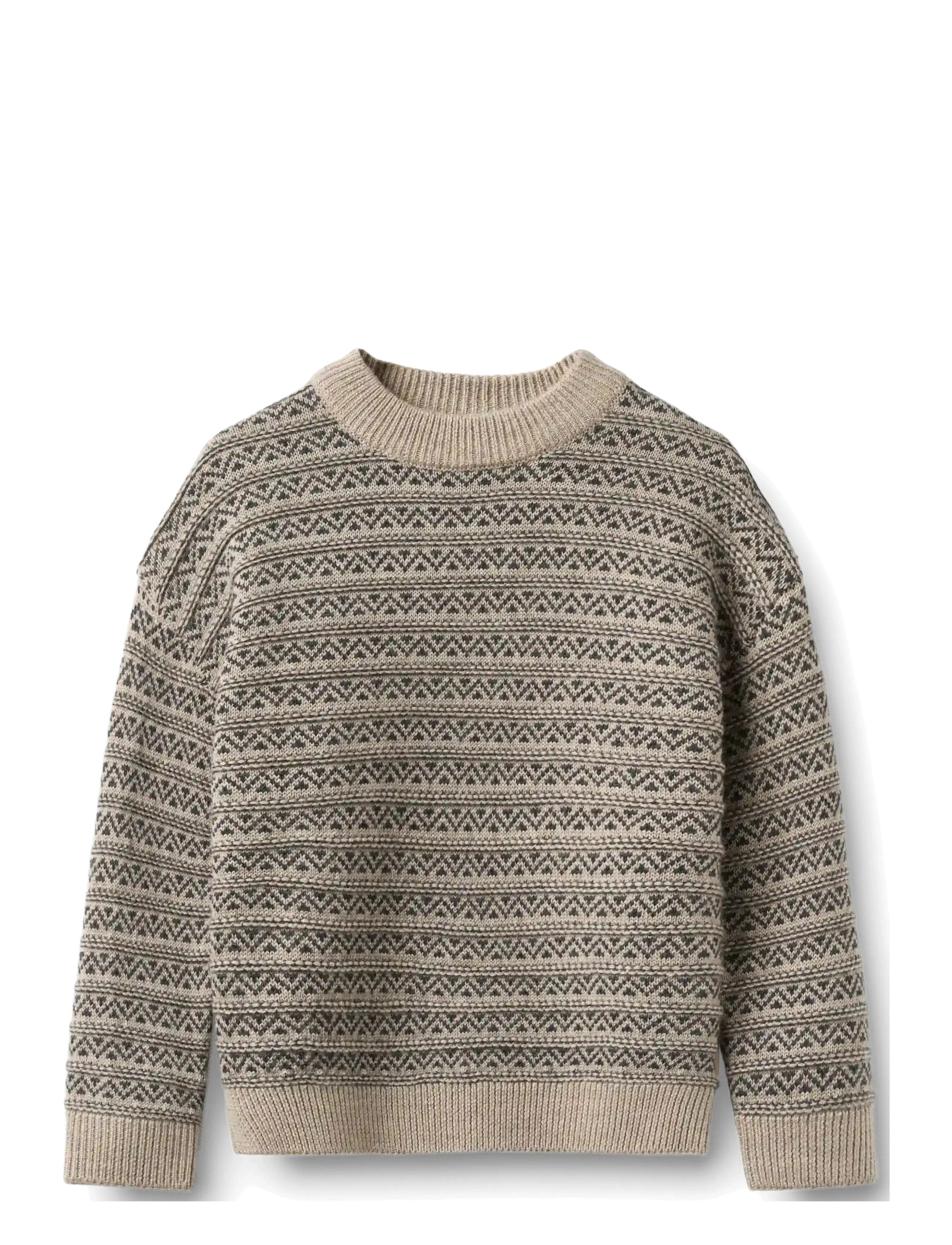 Wheat Jacquard Pullover Jens - Barn 98-134 - WARM SAND MELANGE / beige