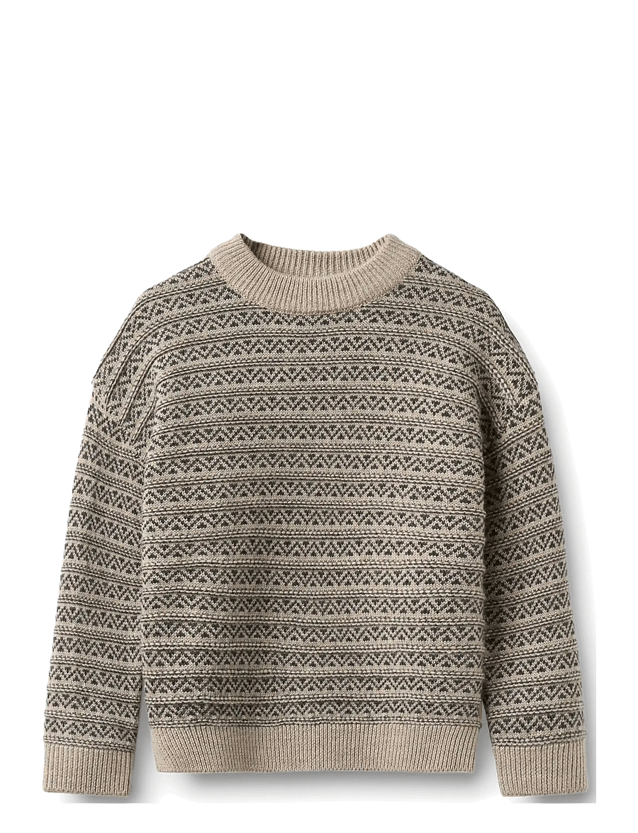 Wheat - Jacquard Pullover Jens - stickade tröjor - warm sand melange - 0