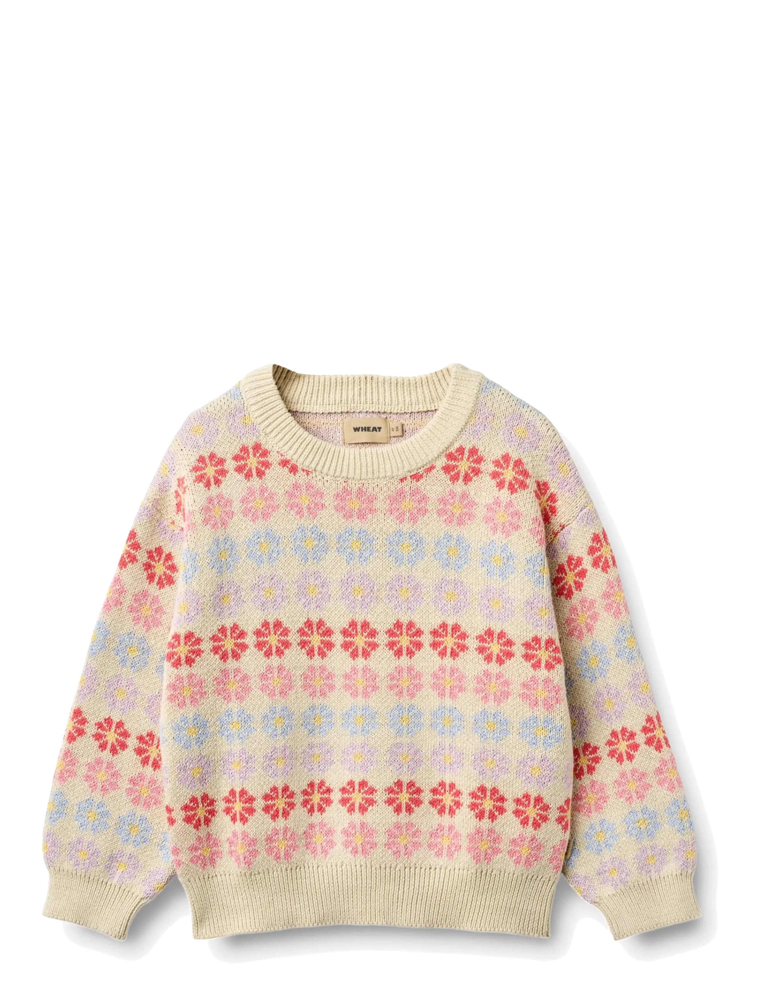 Wheat Jacquard Pullover Harlow - Överdelar - SANDSHELL FLOWERS / beige