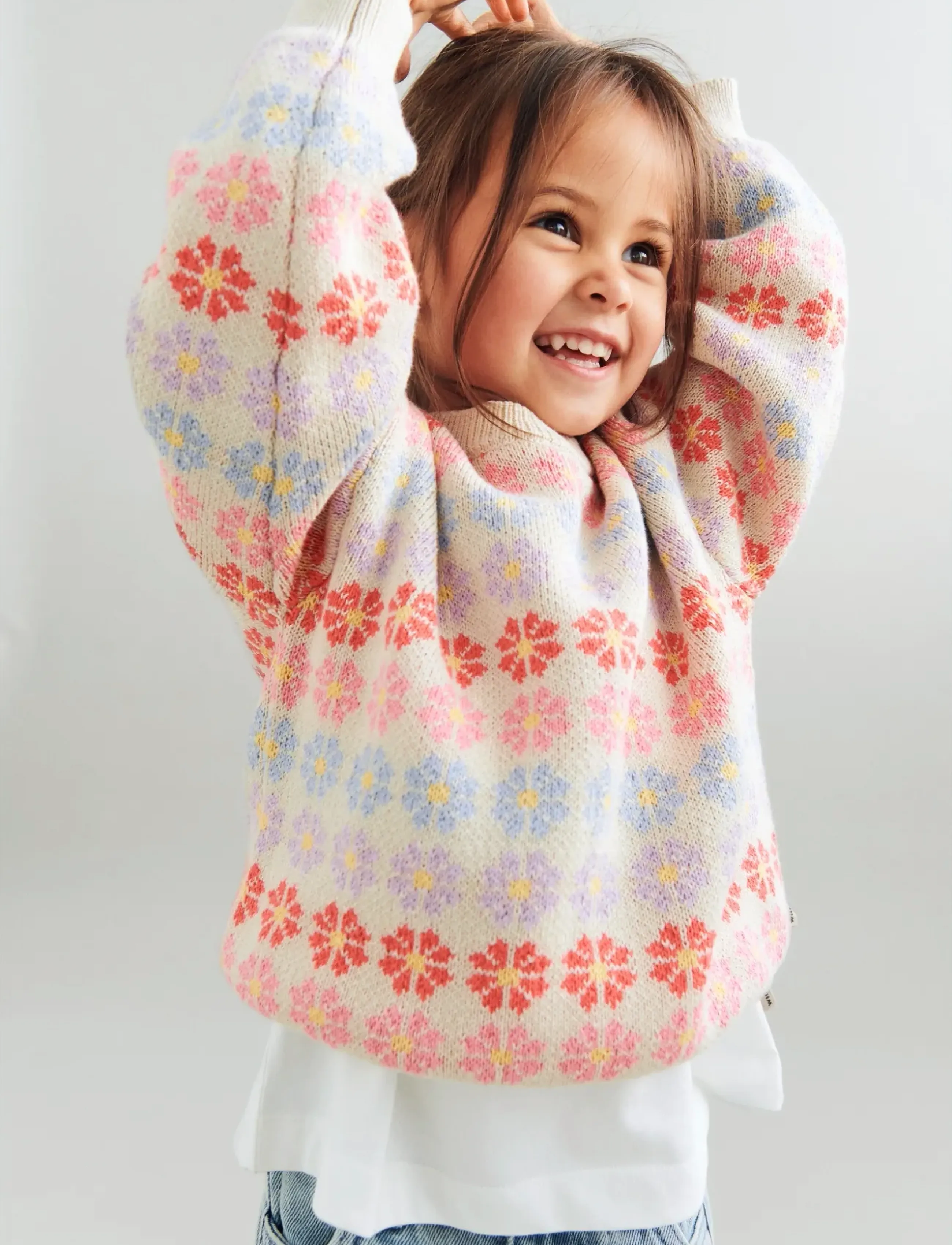 Wheat Jacquard Pullover Harlow, 140, Knitwear, Beige - Pullovers, Kinder