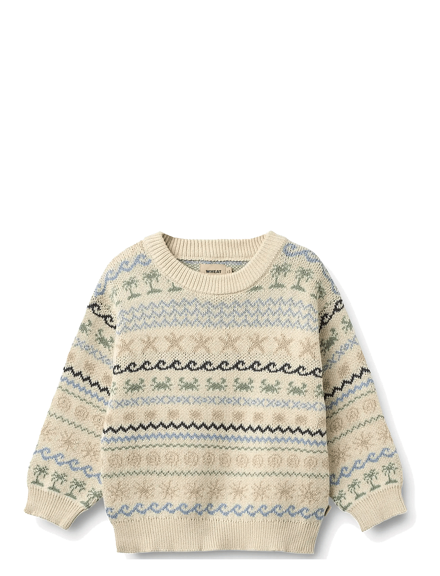 Wheat - Jacquard Pullover August - stickade tröjor - sandshell - 0
