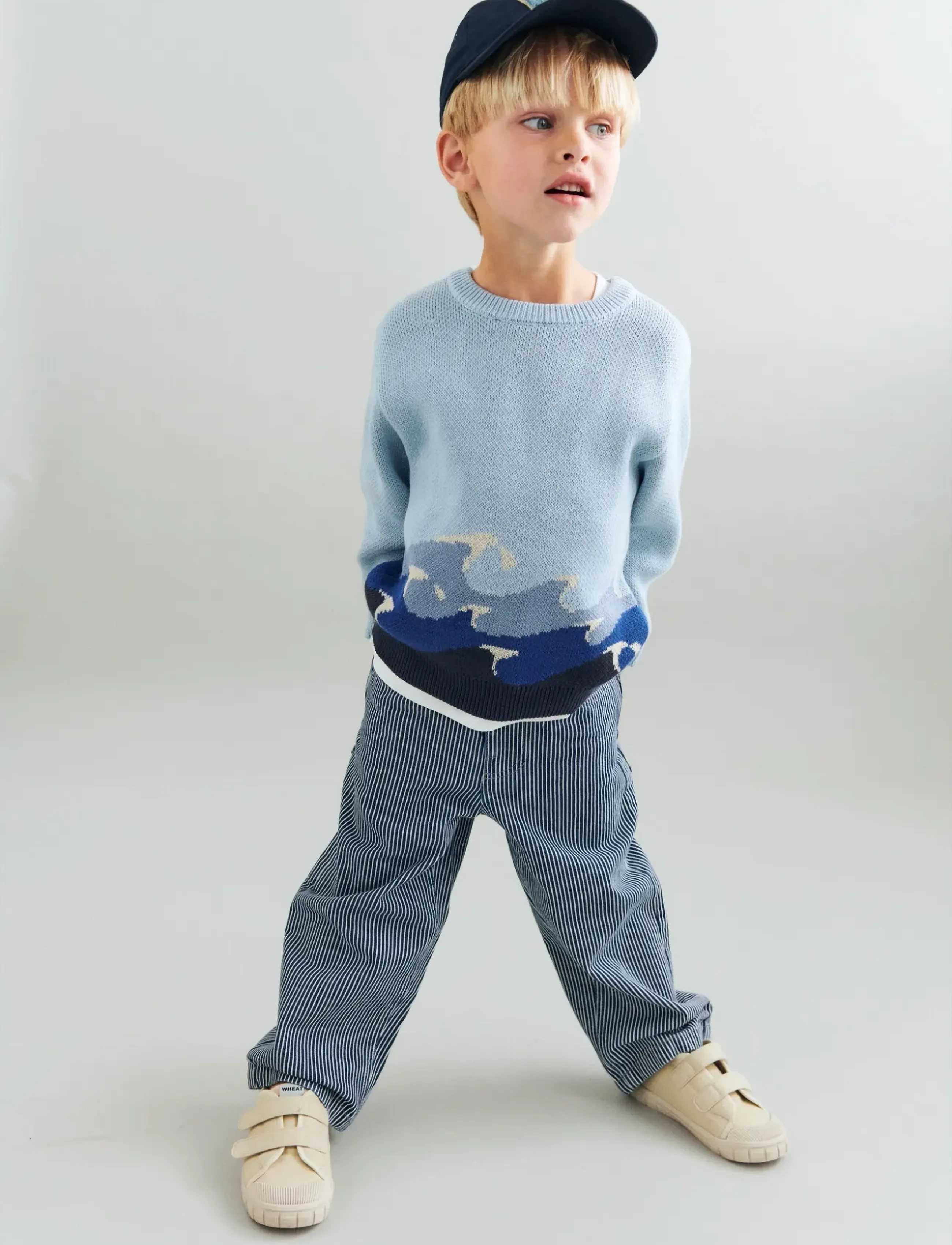 Wheat Jacquard Pullover Knud - Pullover - SUMMER SKY / blue