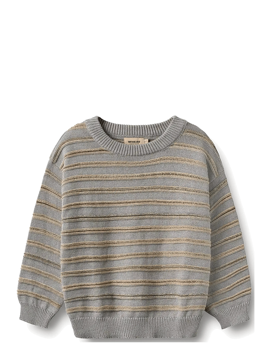Wheat - Jacquard Pullover Harlow - stickade tröjor - slightly blue stripe - 0