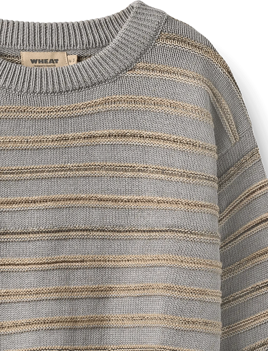 Wheat - Jacquard Pullover Harlow - stickade tröjor - slightly blue stripe - 2