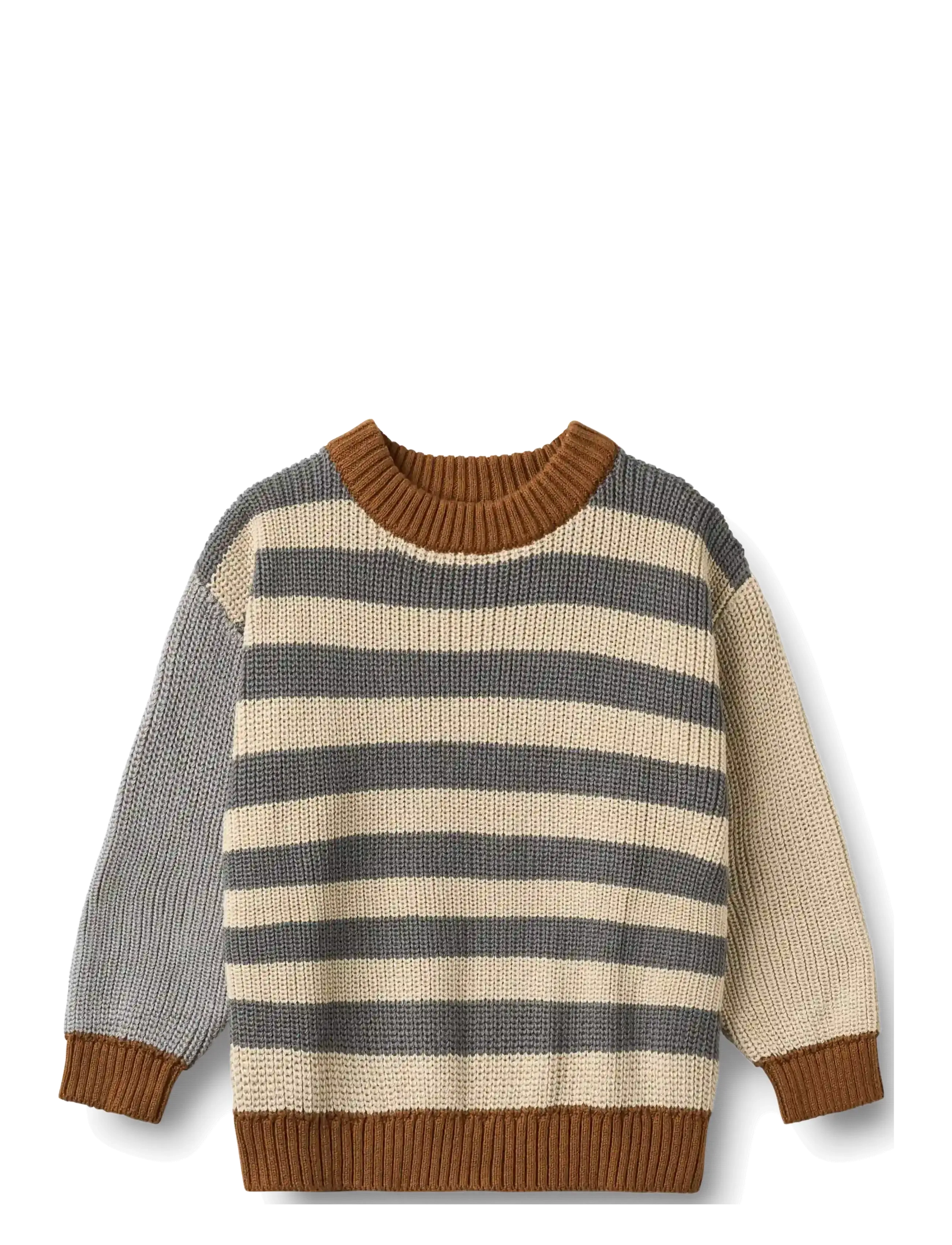 Wheat Knit Jumper L/S Rasmus - Barn 98-134 - FLINT STRIPE / grey