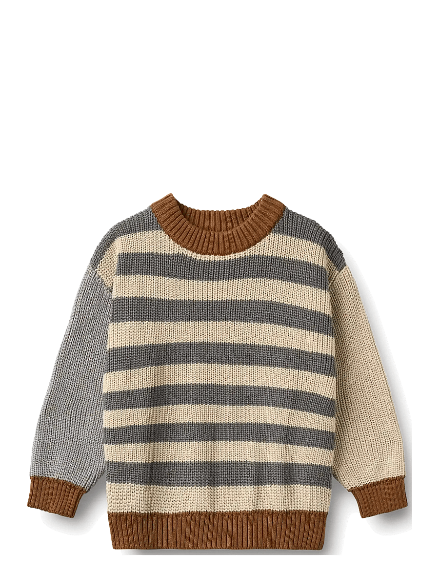 Wheat - Knit Jumper L/S Rasmus - stickade tröjor - flint stripe - 1