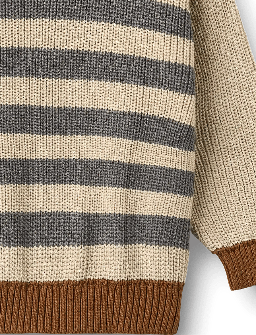 Wheat - Knit Jumper L/S Rasmus - stickade tröjor - flint stripe - 3