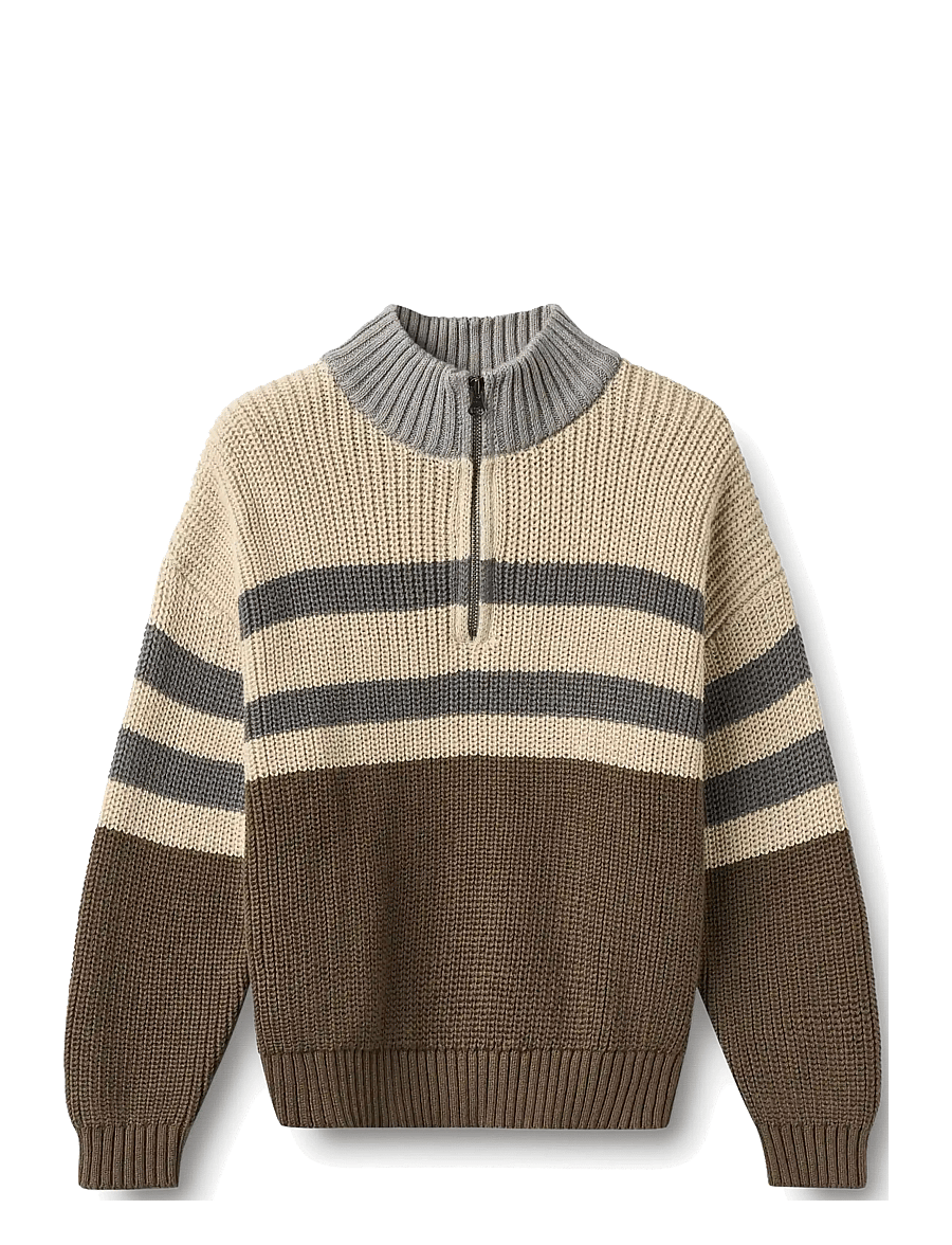 Wheat - Half zip Jumper L/S Simo - stickade tröjor - dry wood - 0