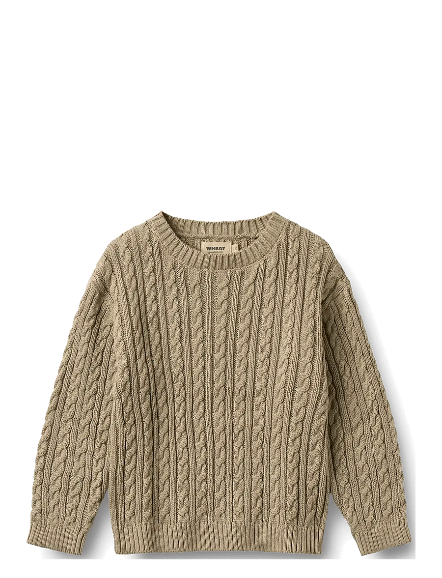 Wheat - Knit Pullover L/S Oliver - gravel - 1