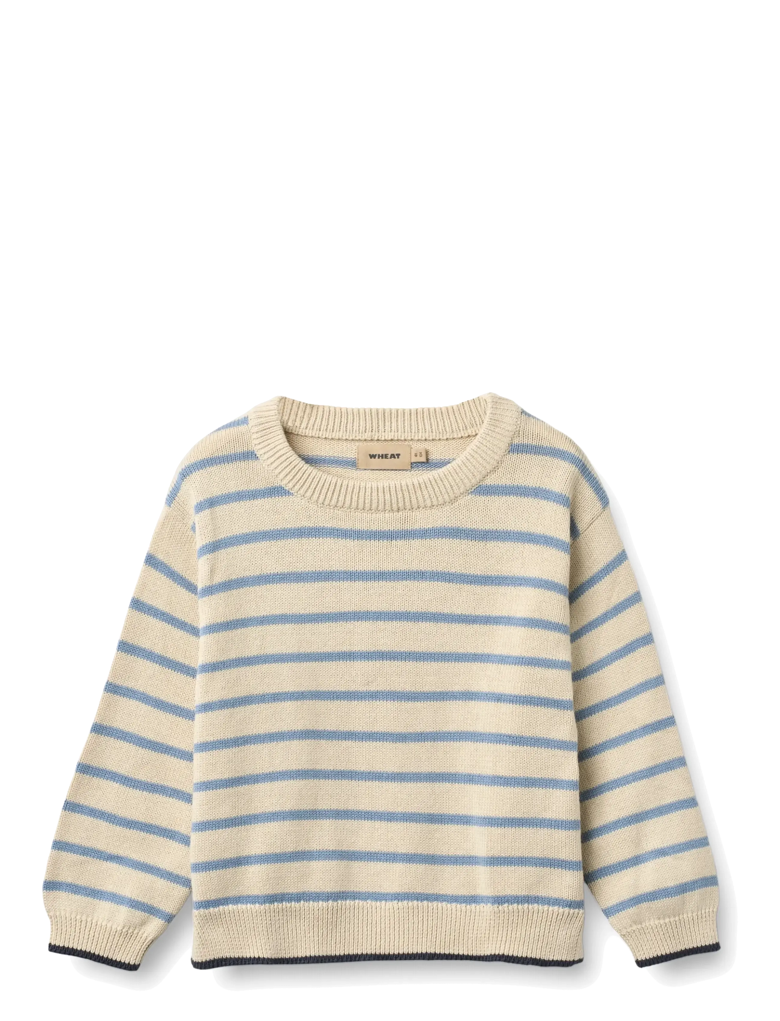 Wheat Knit Pullover Morgan - Överdelar - FADED DENIM STRIPE / cream