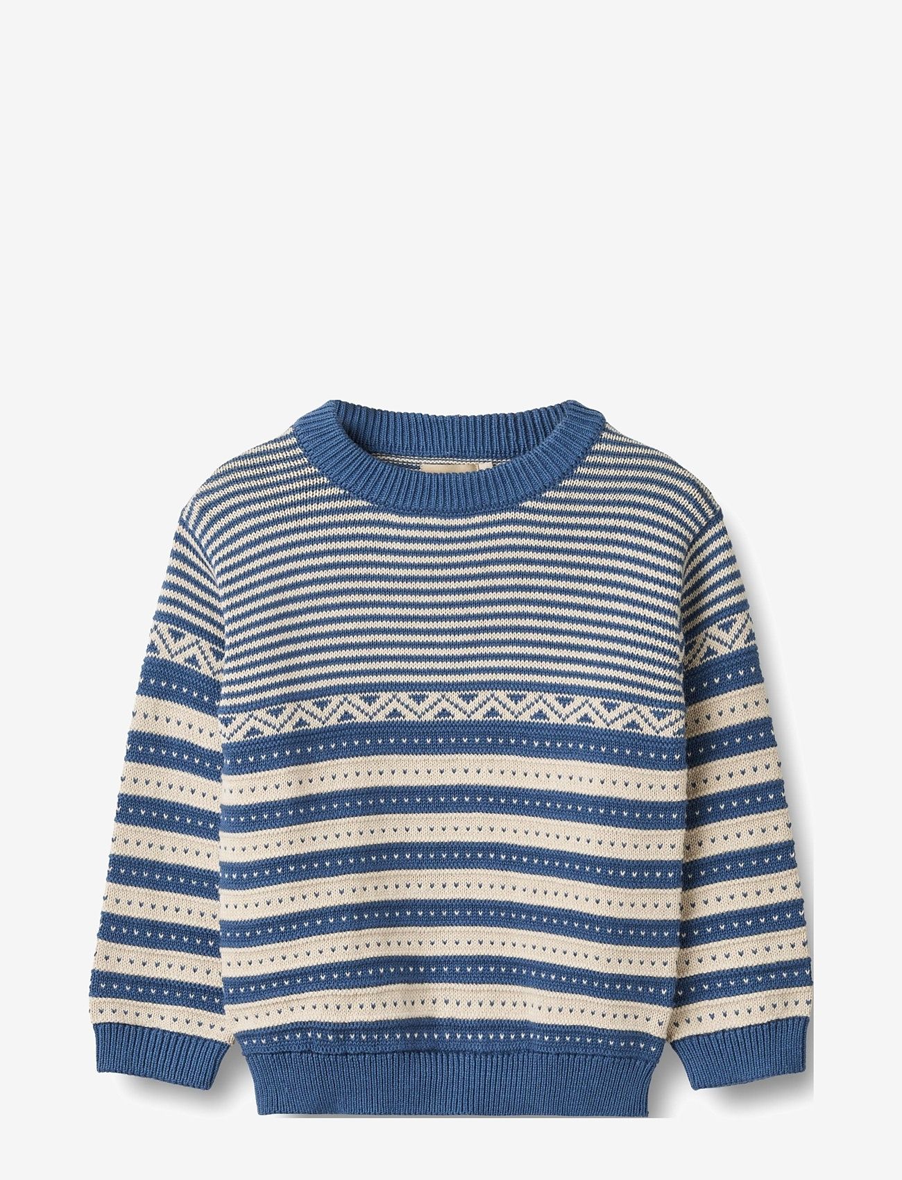 Wheat - Knit Pullover Janus - deep ocean - 0