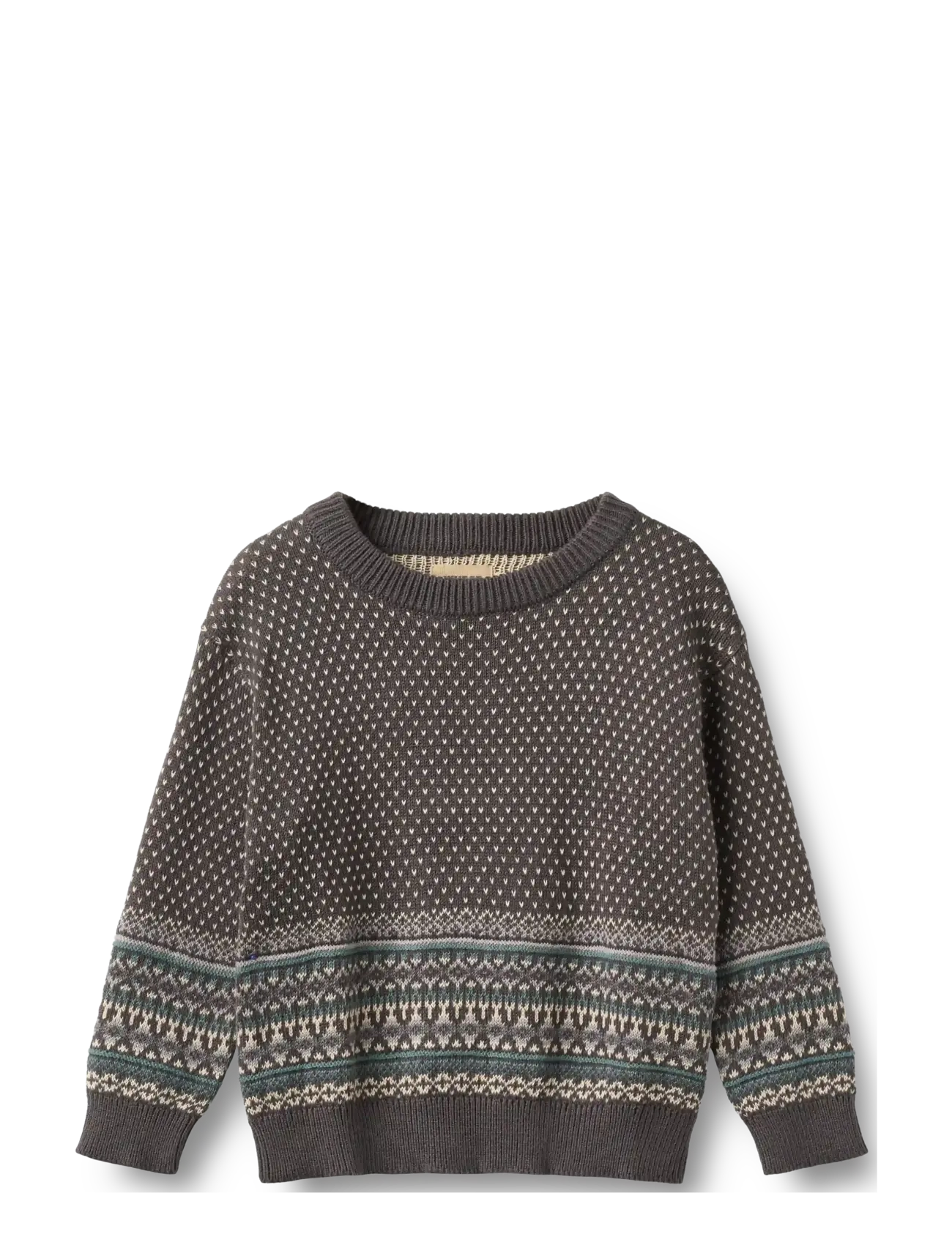 Wheat Jacquard Pullover Julius - Teismelised 140-176 - DARK CHARCOAL / brown