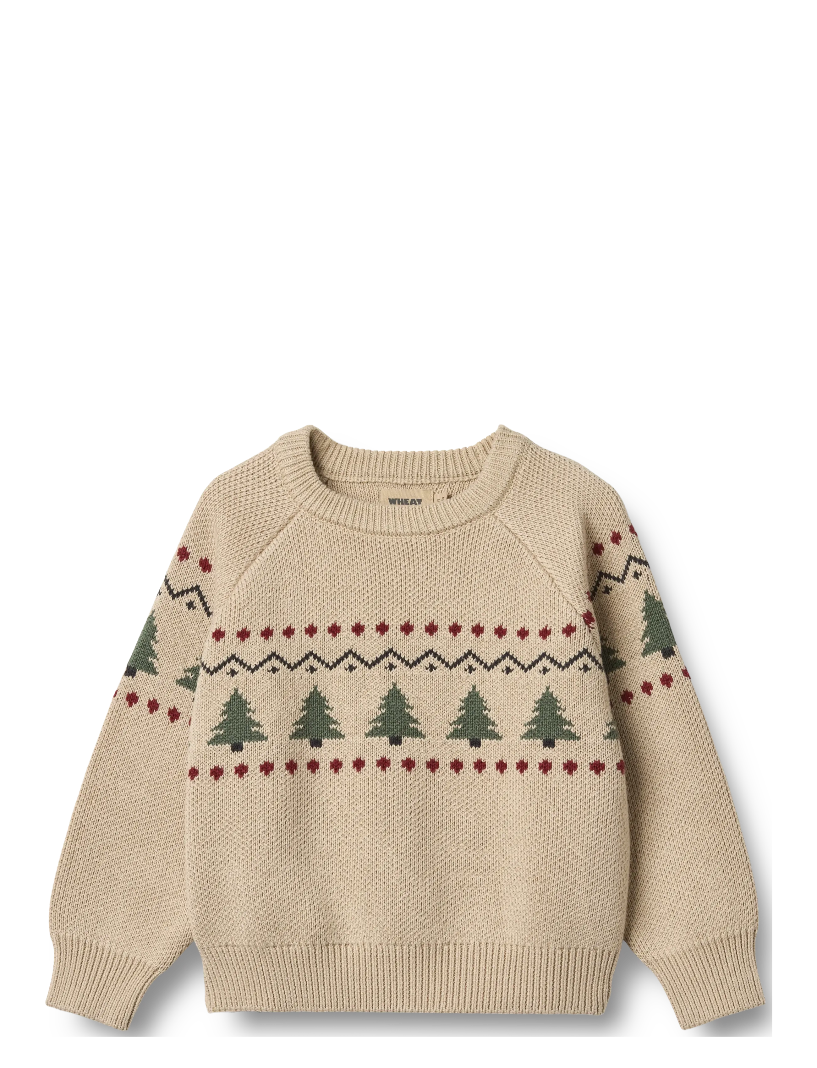 Wheat Jacquard Pullover Balou, 98, Beige, Strik > Pullovere, Børn