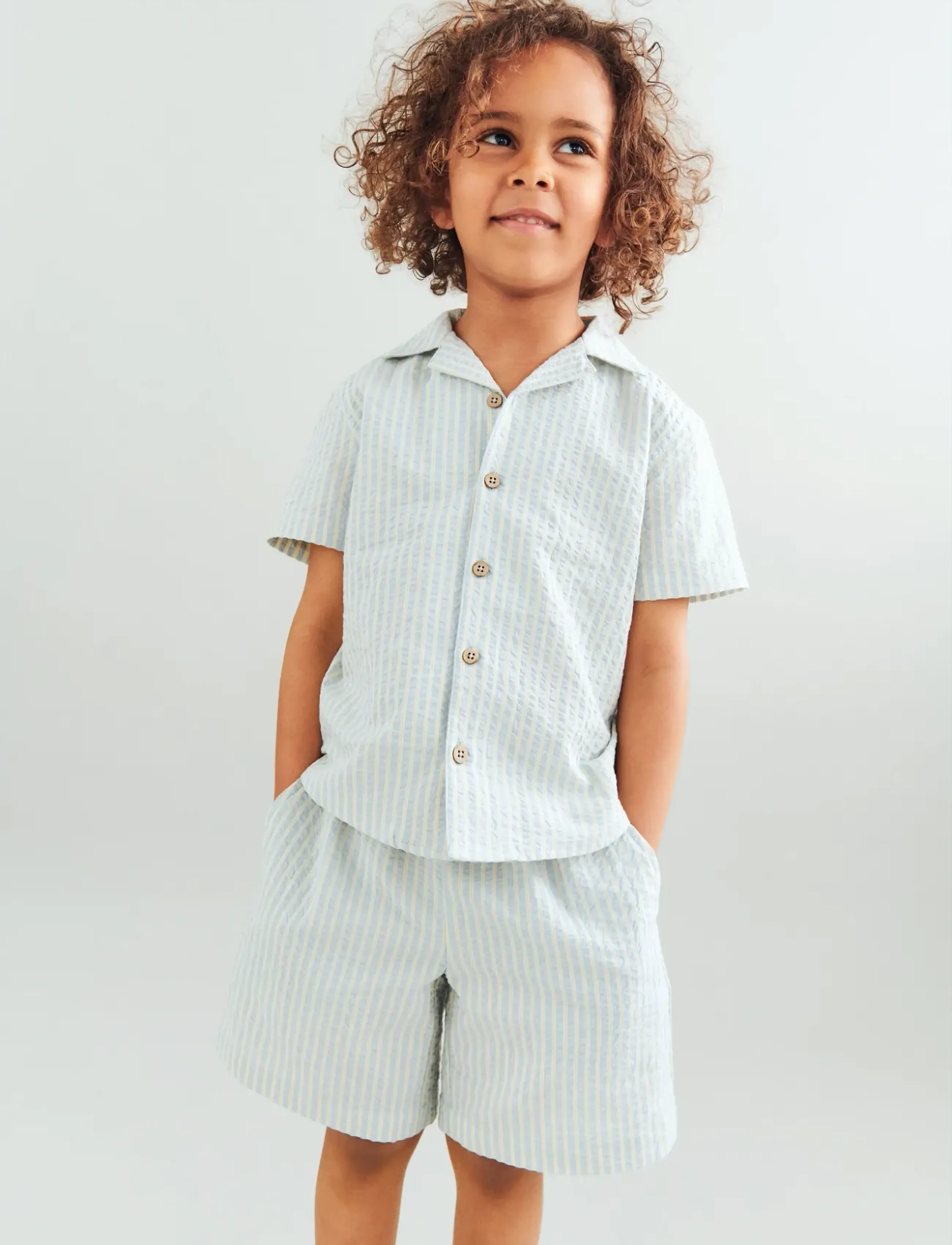 Wheat Shirt S/S Anker - Overdeler - SUMMER SKY STRIPE / green